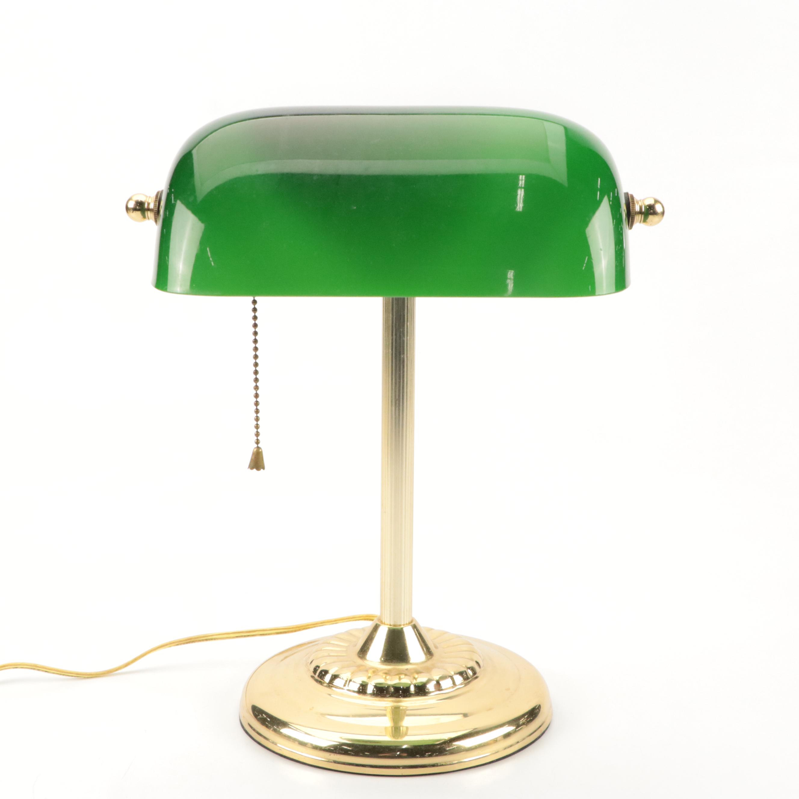 Tensor Green Glass and Brass Bankers Desk Lamp
