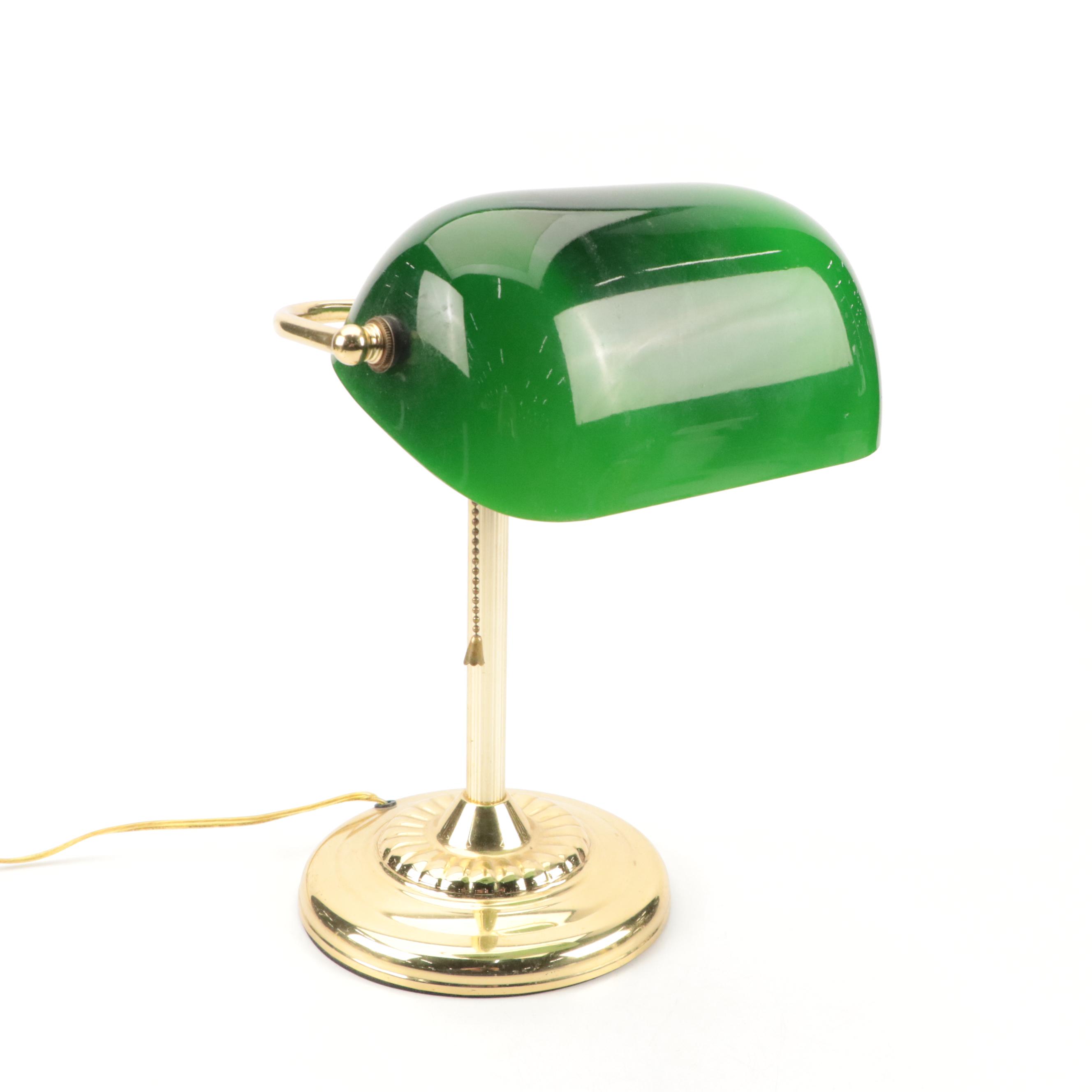 Tensor Green Glass and Brass Bankers Desk Lamp