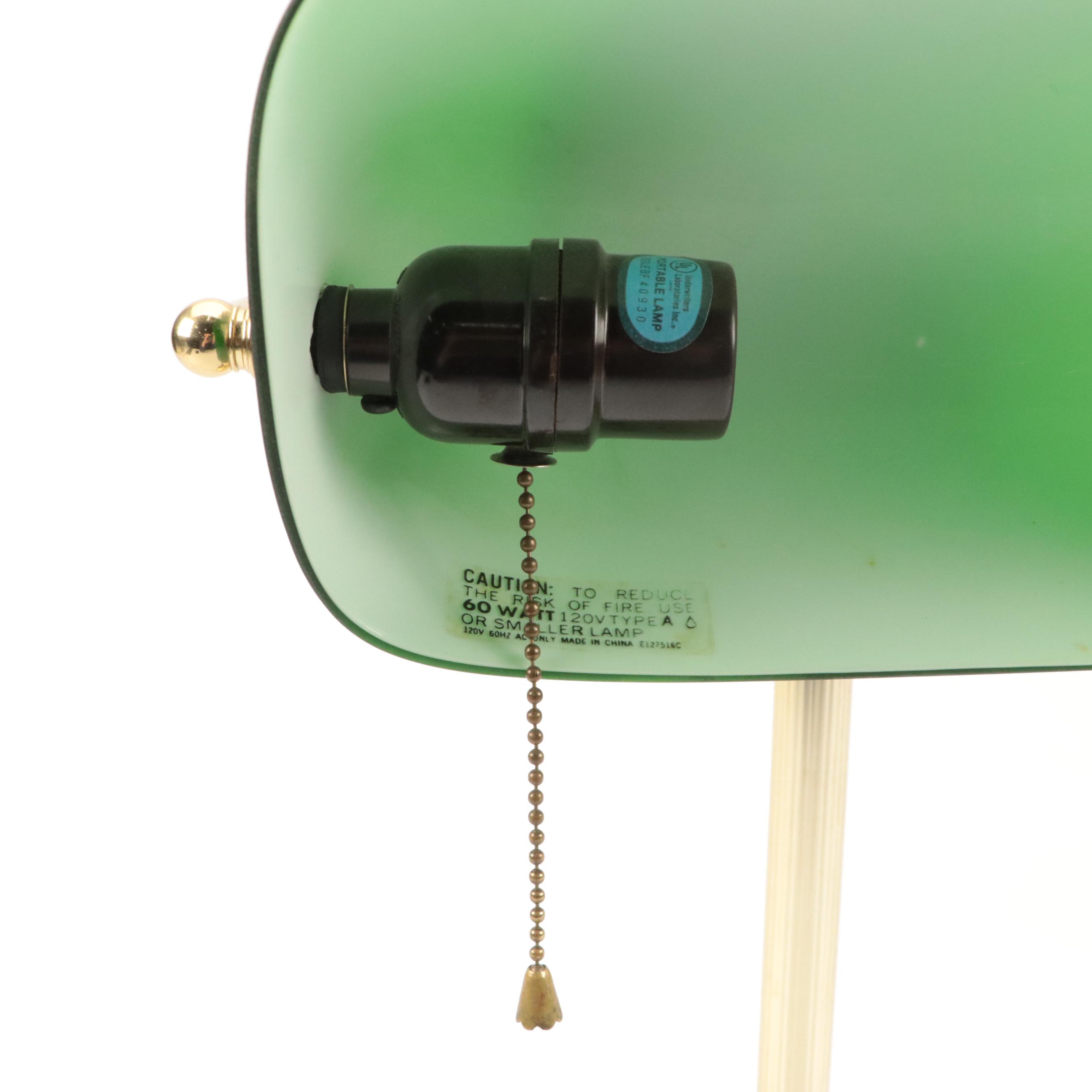 Tensor Green Glass and Brass Bankers Desk Lamp