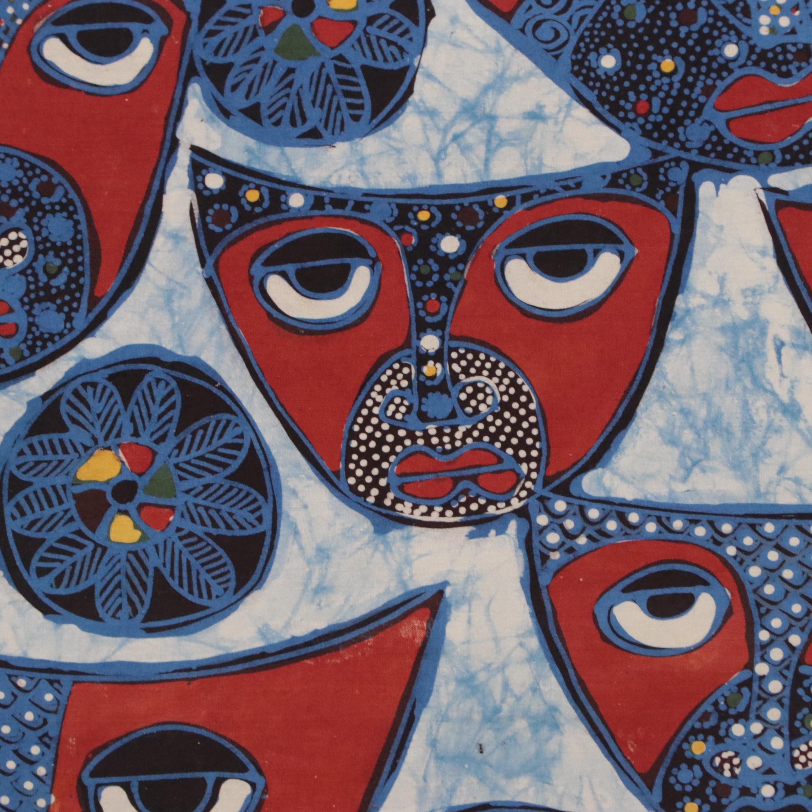 Folk Art Batik Textile of Abstract Figures