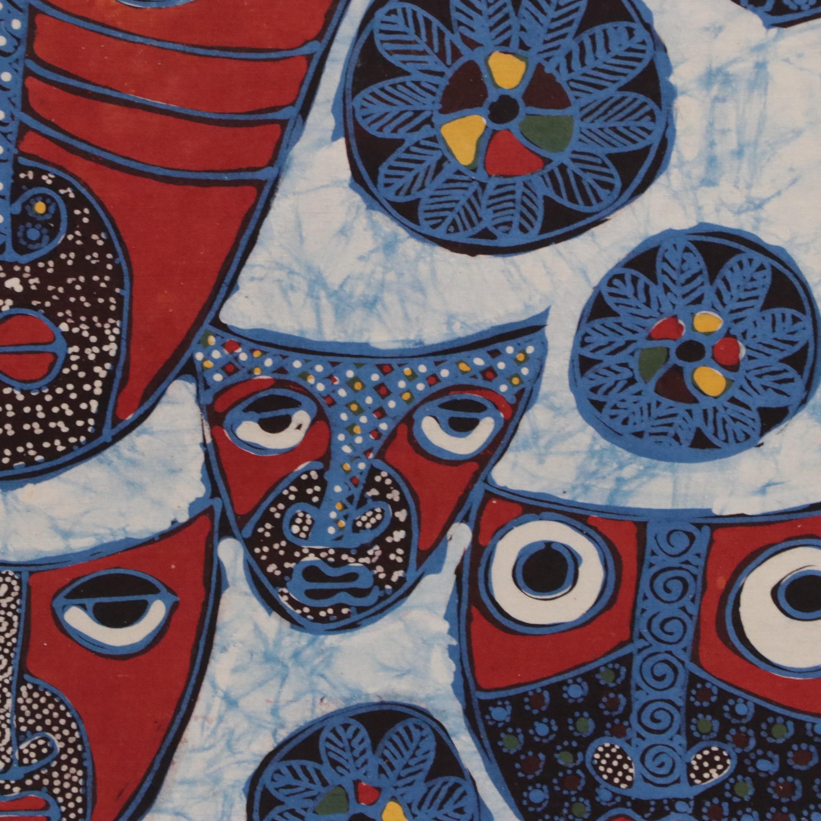 Folk Art Batik Textile of Abstract Figures