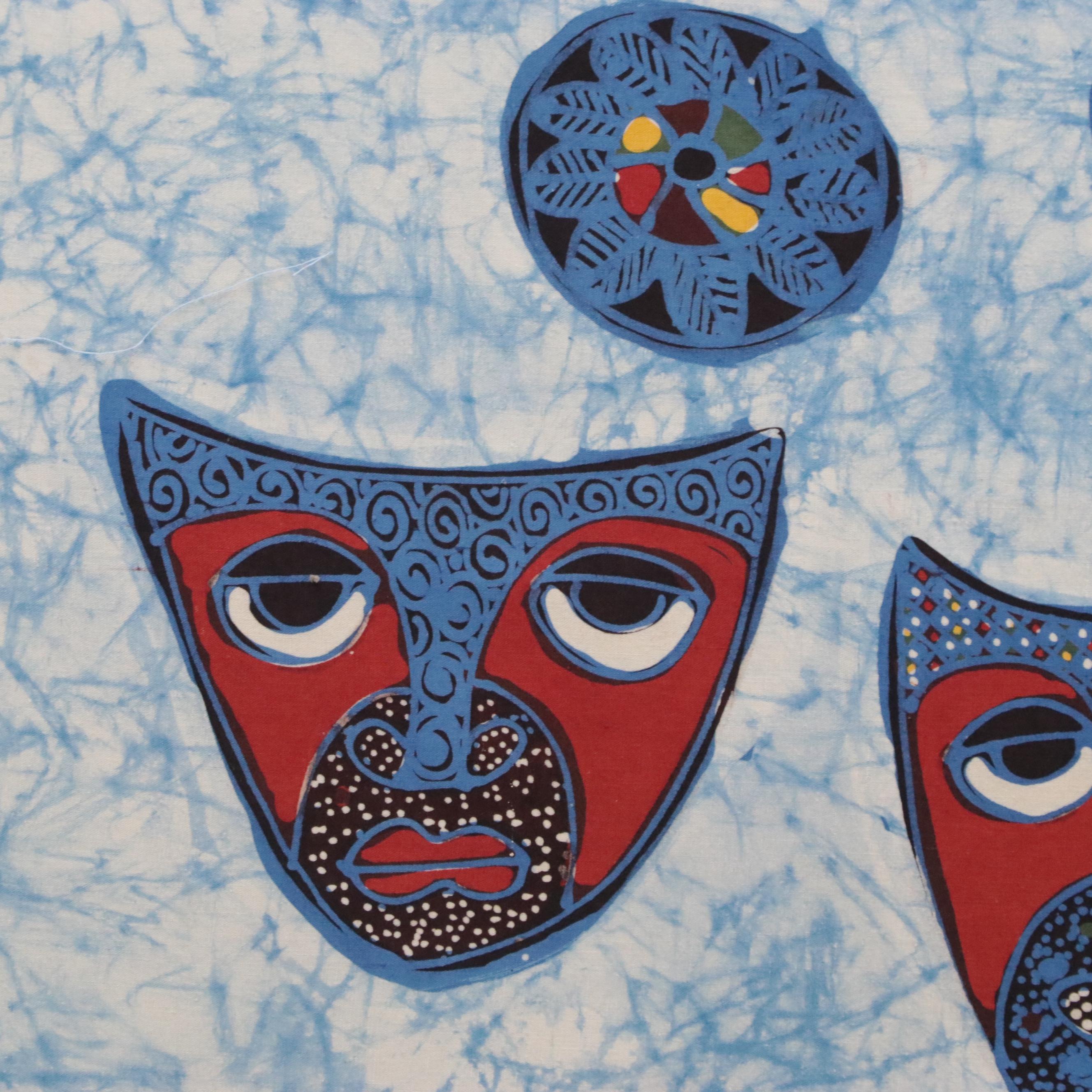 Folk Art Batik Textile of Abstract Figures