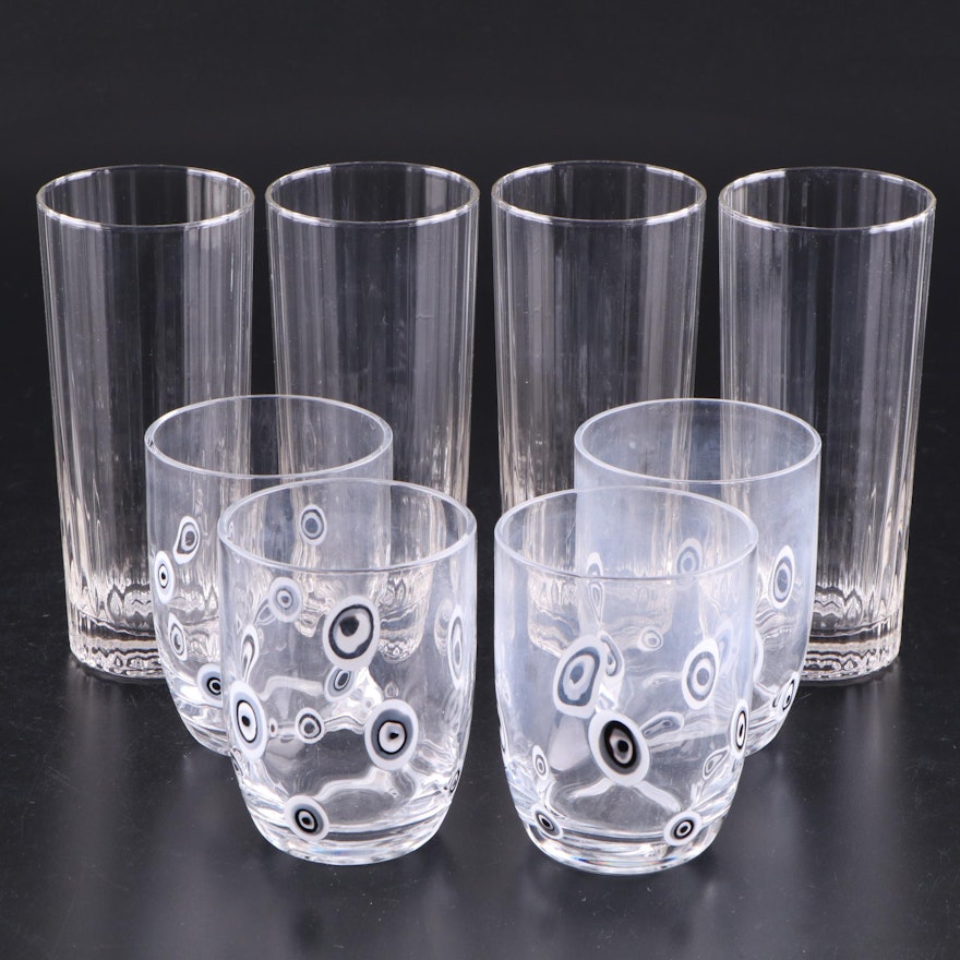 Crystal Highball Glasses with Eye Motif Old Fashioned Glasses