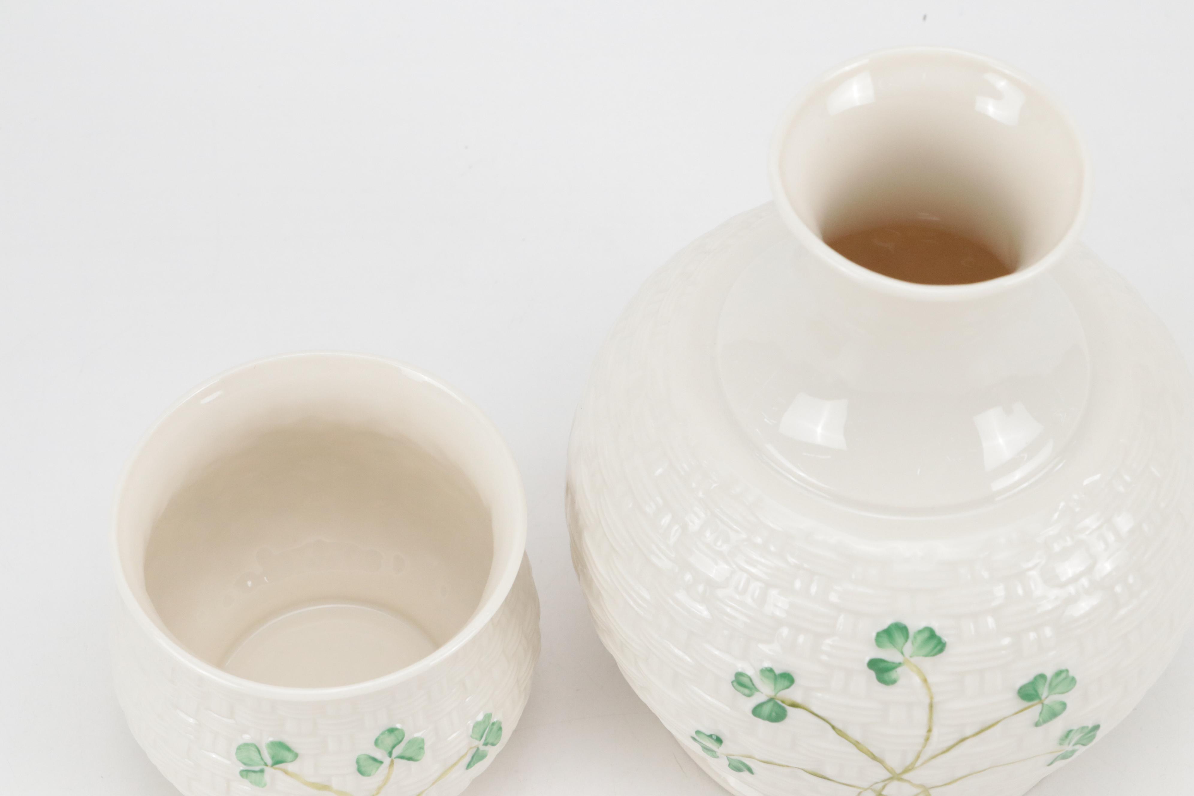 Belleek "Shamrock" Two Piece Porcelain Nite Set with Valdivia Tankard