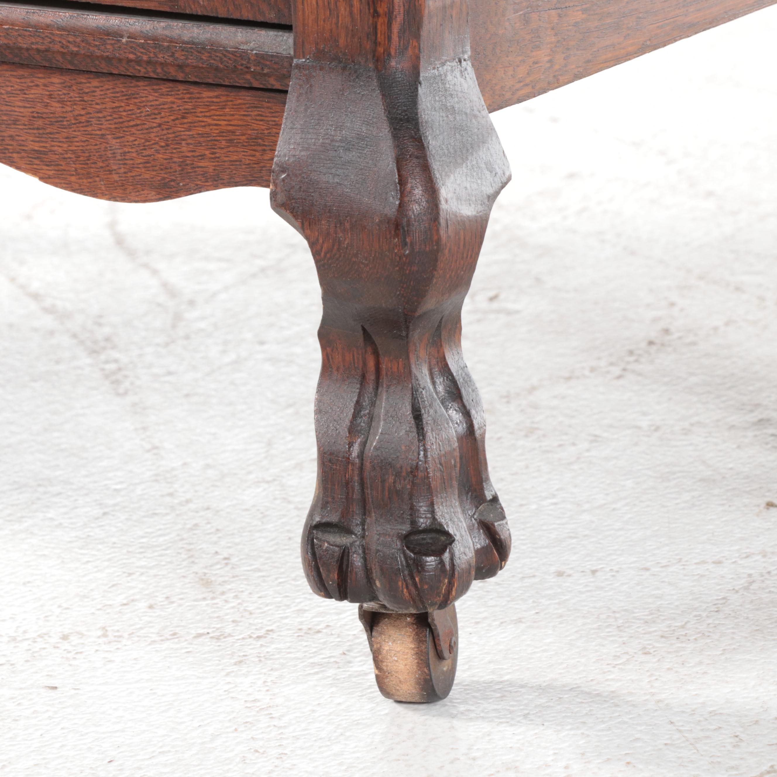 Victorian Tiger Oak Washstand, Late 19th Century