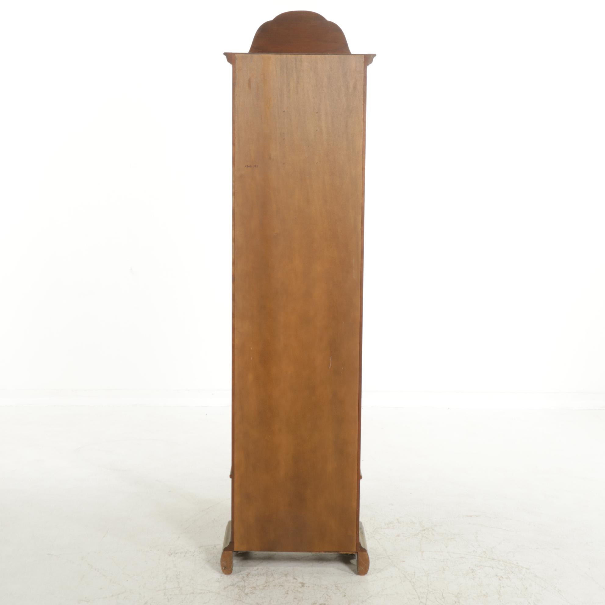 Colonial of Zeeland Mahogany and Burl Wood Grandfather Clock