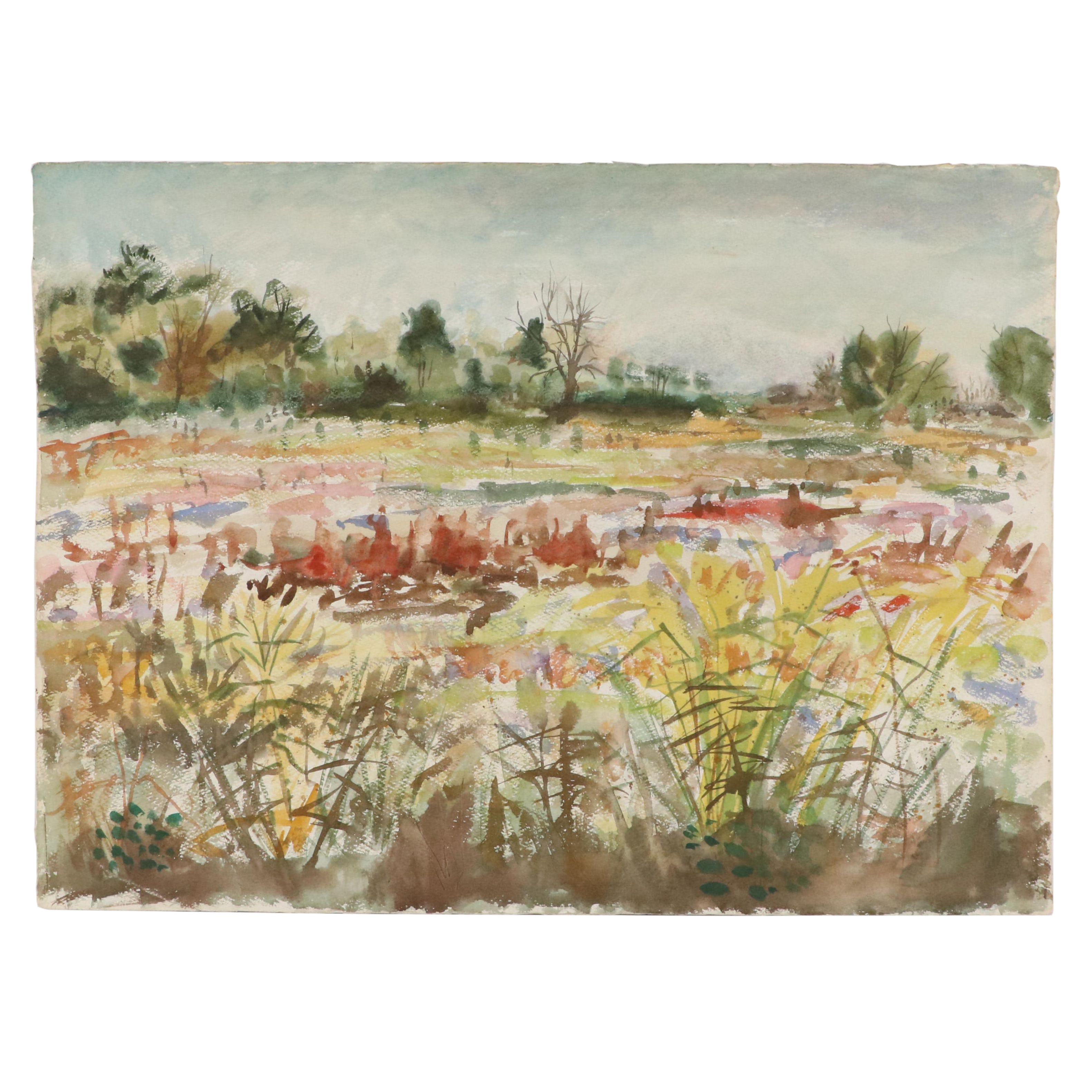 Landscape Watercolor Painting, Late 20th Century