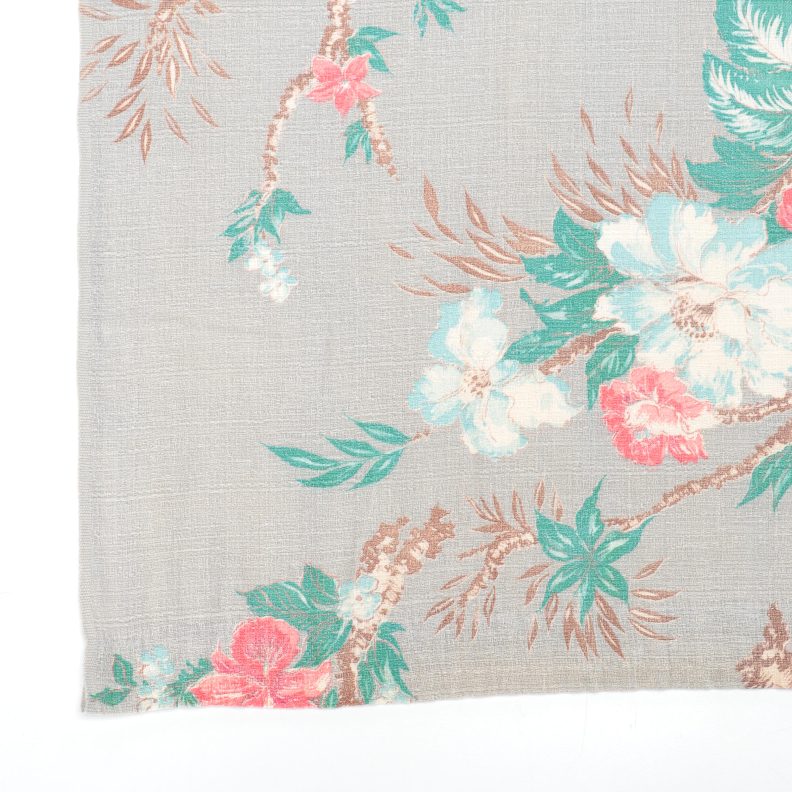 Barkcloth Bedspread with Barkcloth, IKEA and Pinch Pleat Curtains