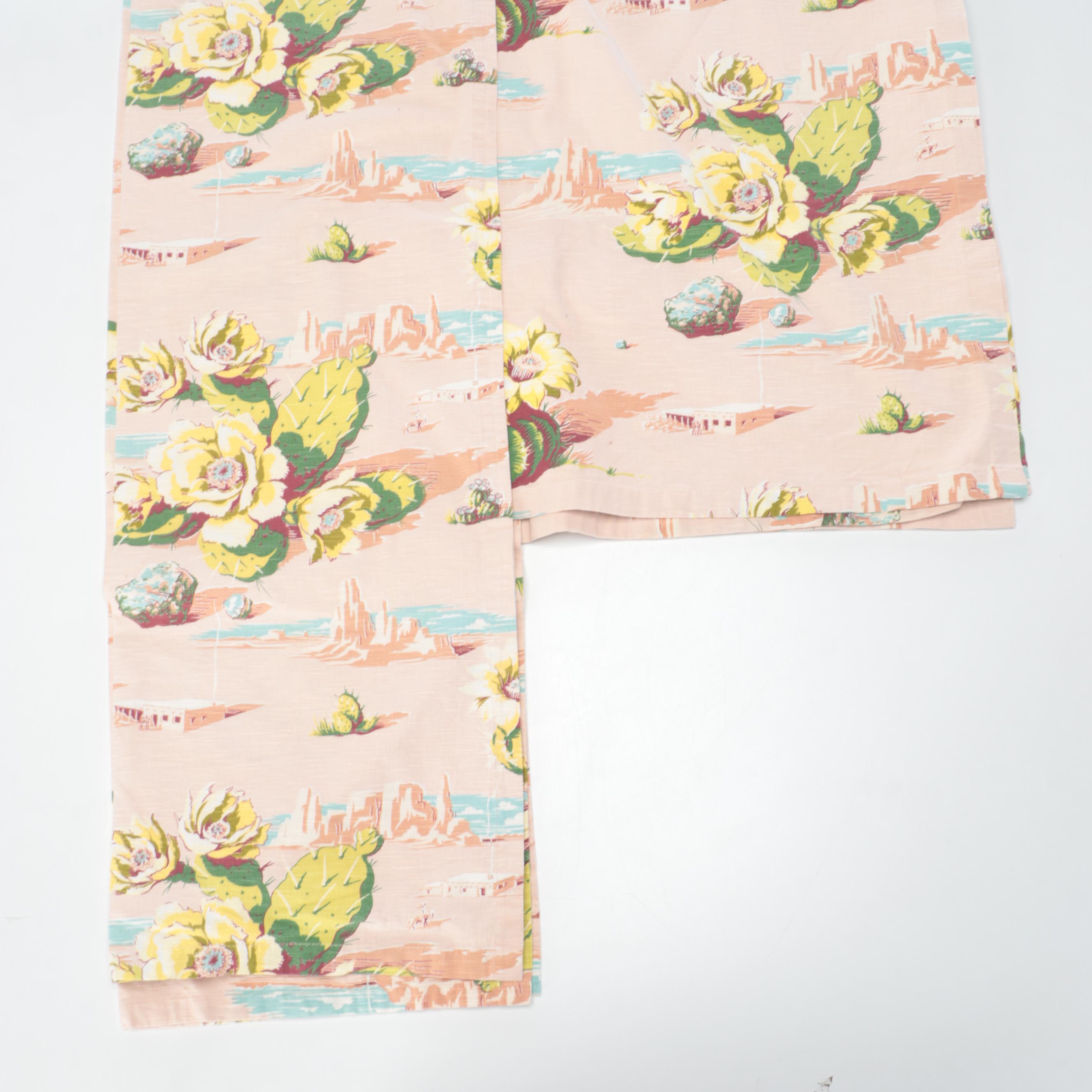 Barkcloth Bedspread with Barkcloth, IKEA and Pinch Pleat Curtains