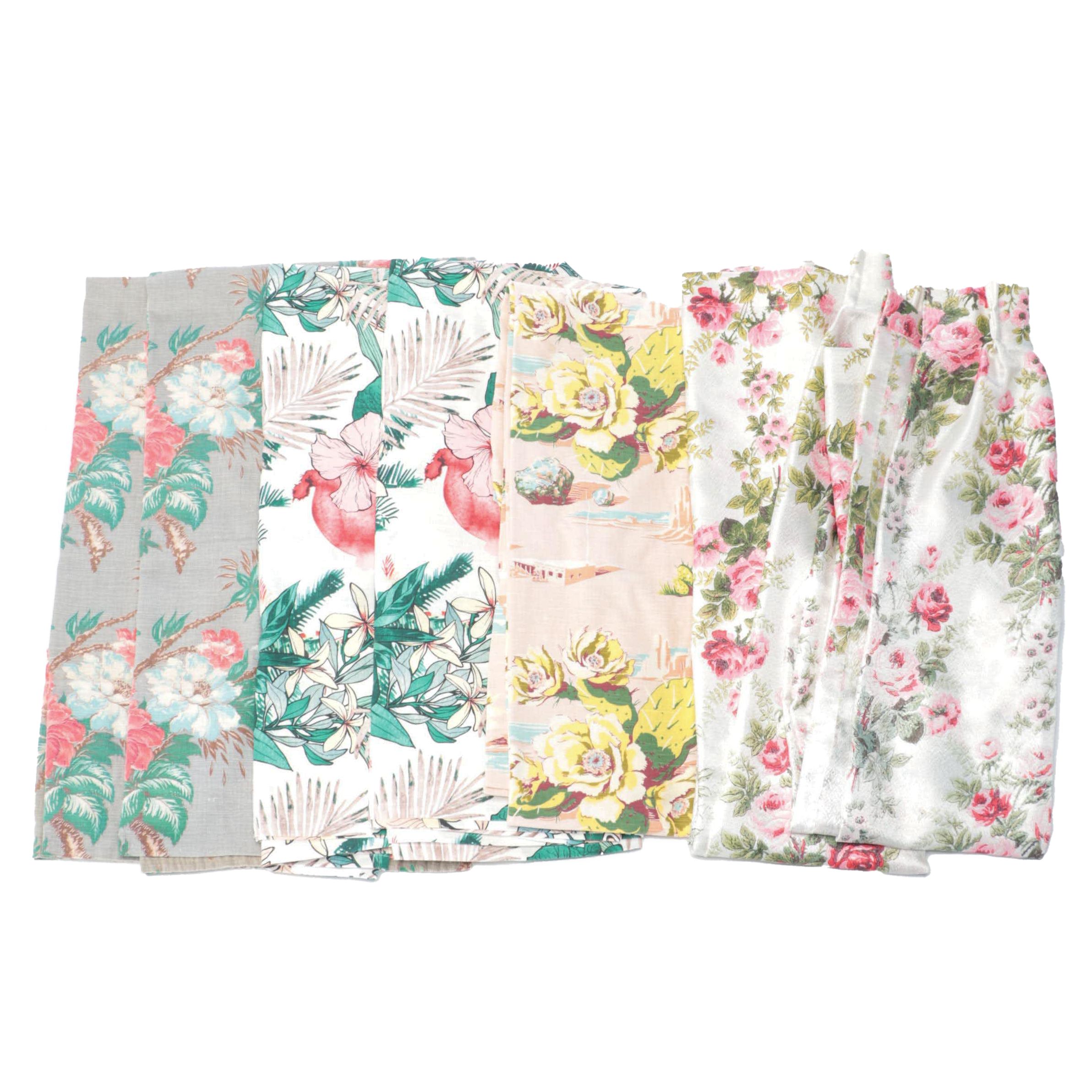 Barkcloth Bedspread with Barkcloth, IKEA and Pinch Pleat Curtains