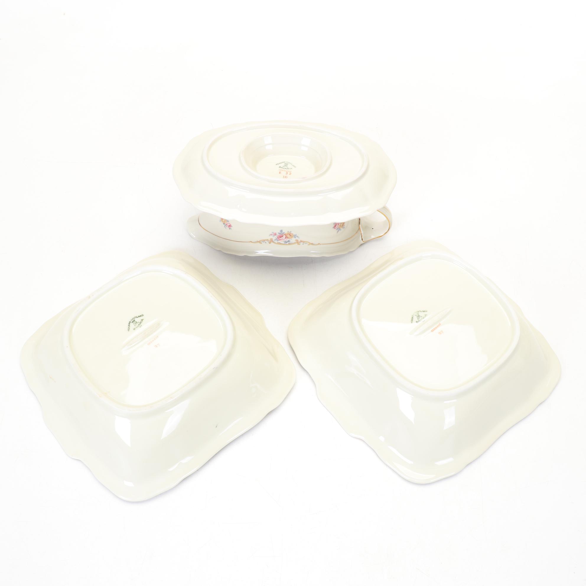 Johann Haviland "Rosenthal" Dinnerware With Serving Pieces, 1930s