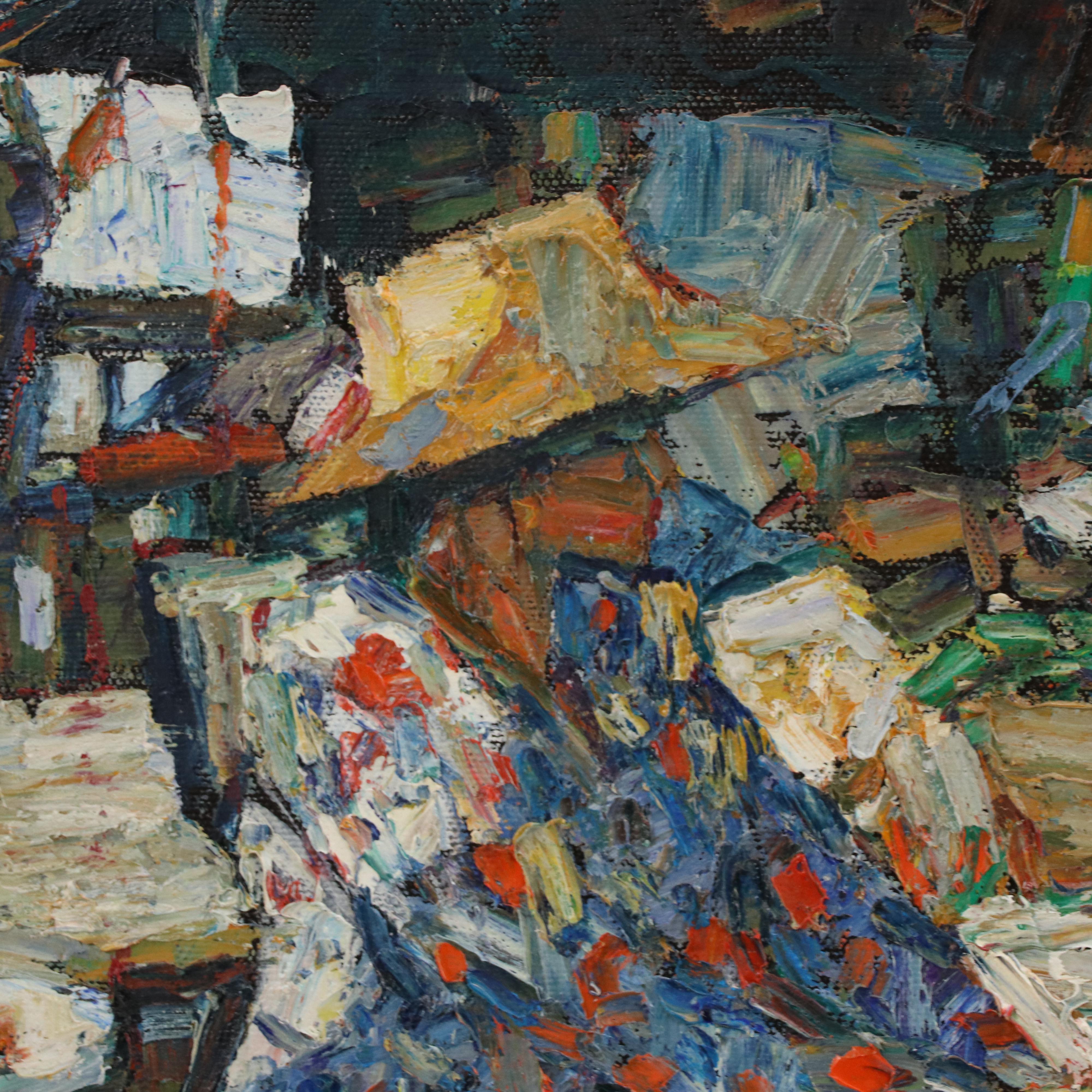 Patamares Livisit Thai Market Scene Oil Painting