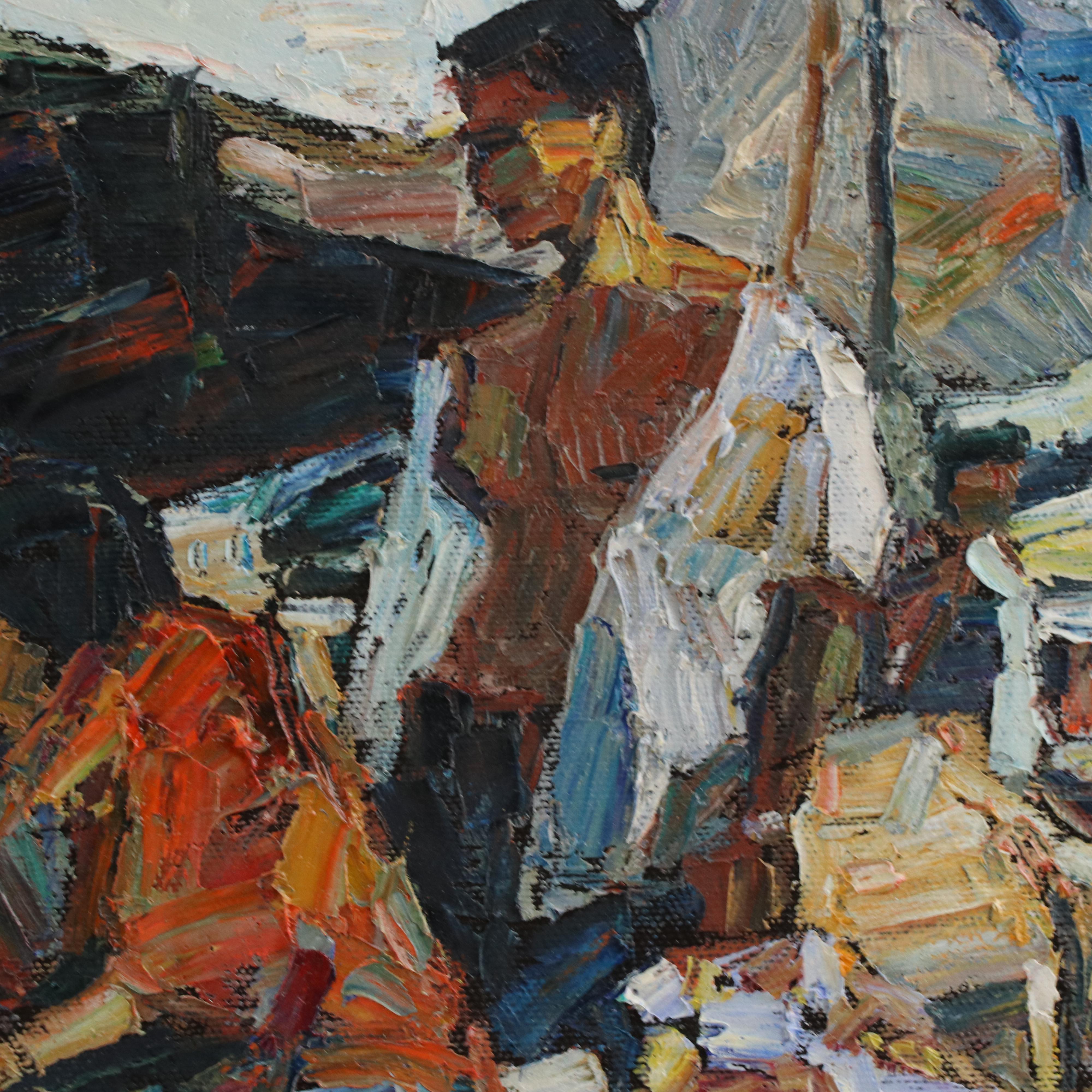 Patamares Livisit Thai Market Scene Oil Painting