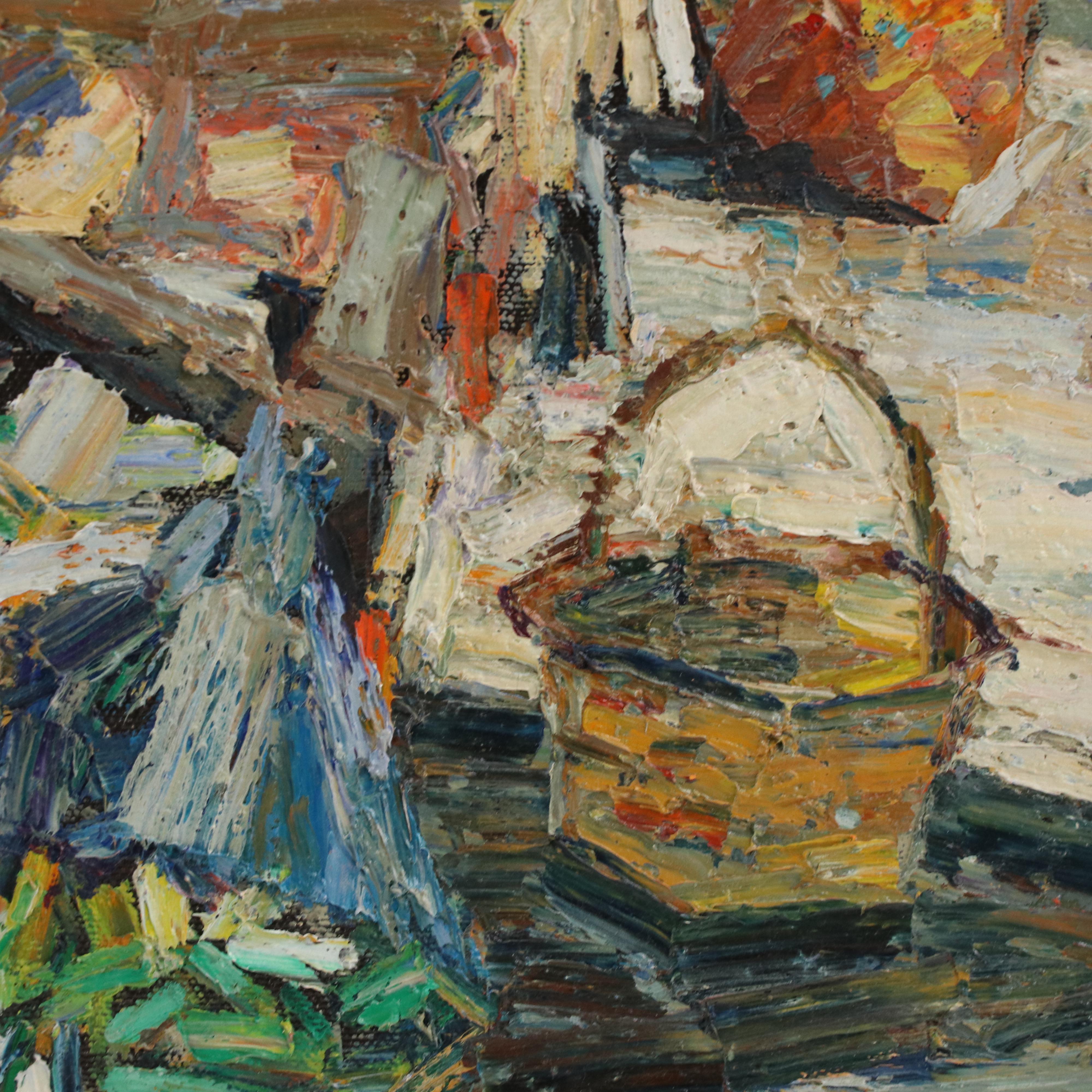 Patamares Livisit Thai Market Scene Oil Painting