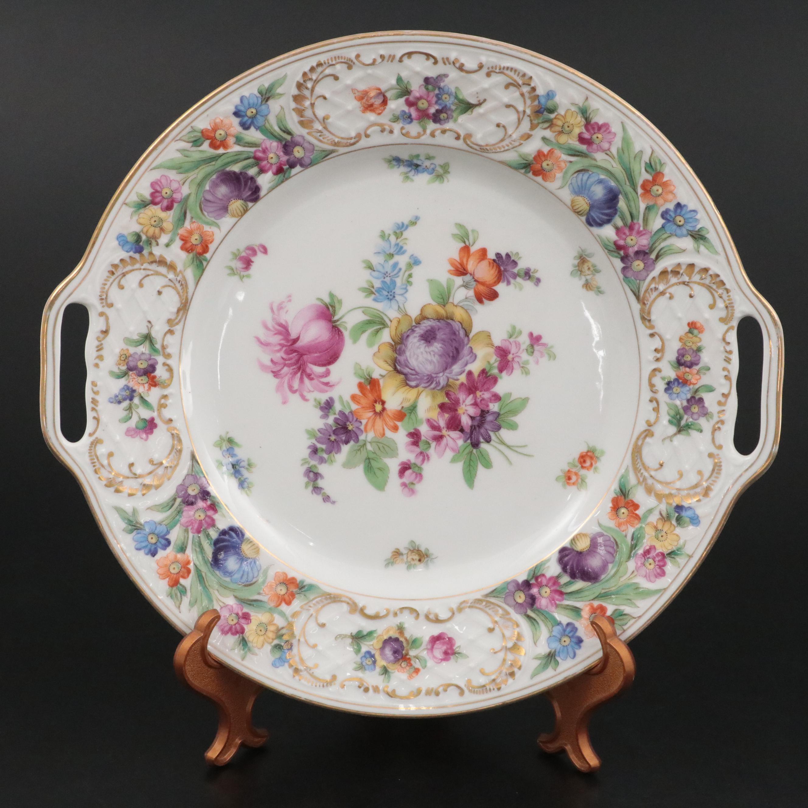Schumann "Dresden Flowers" German Porcelain Lidded Tureens and Tray, Mid-20th C.