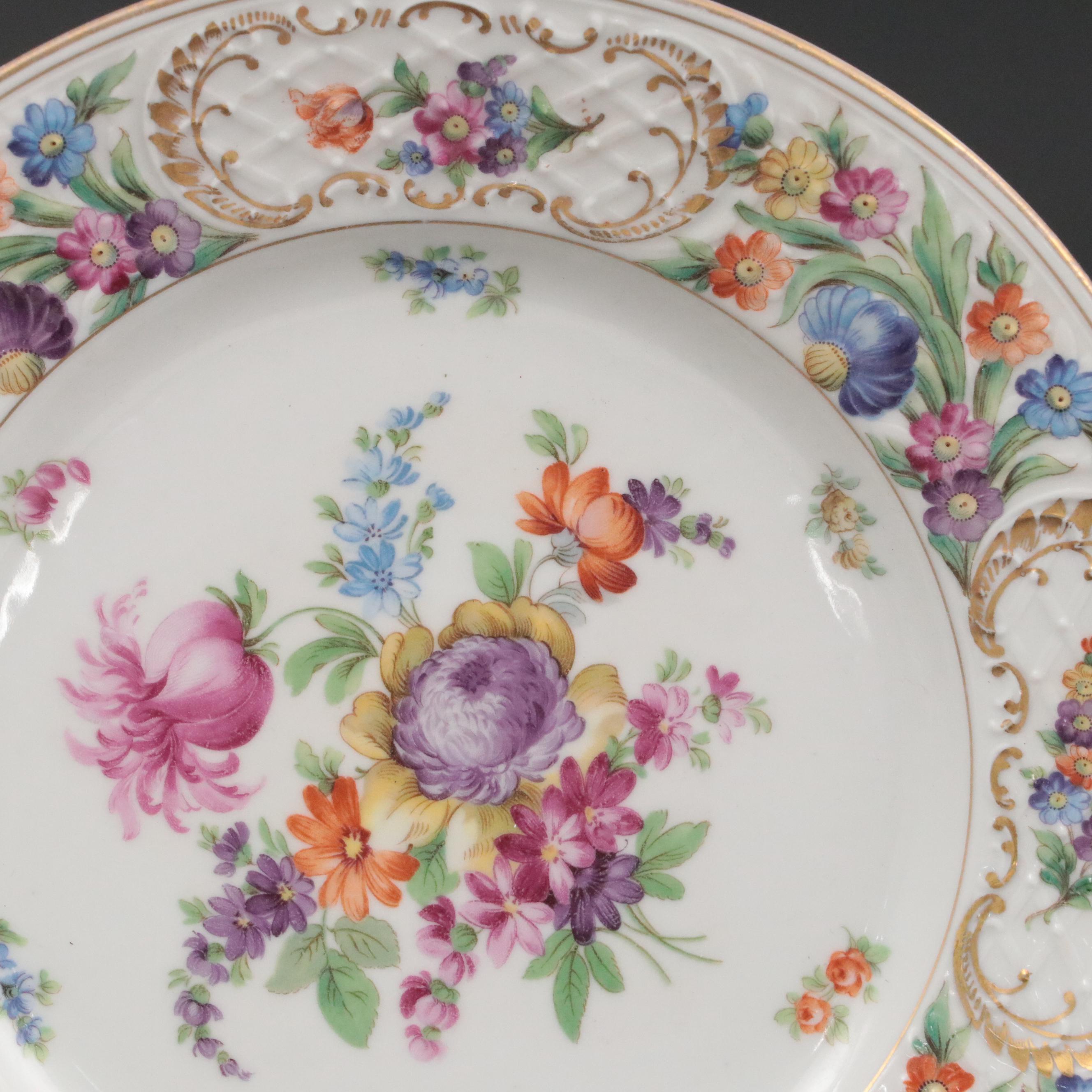 Schumann "Dresden Flowers" German Porcelain Lidded Tureens and Tray, Mid-20th C.