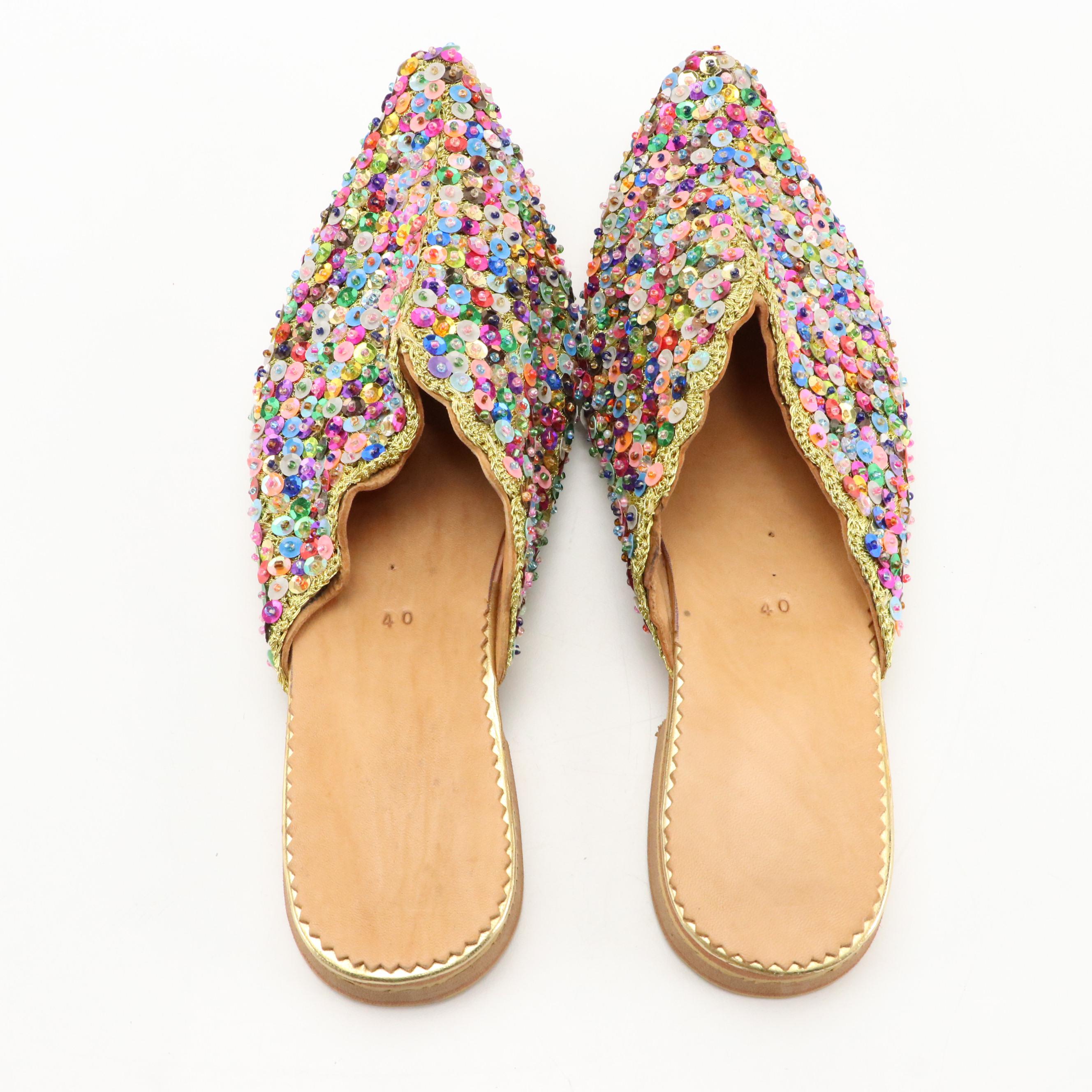 Sequined Slipper Mules