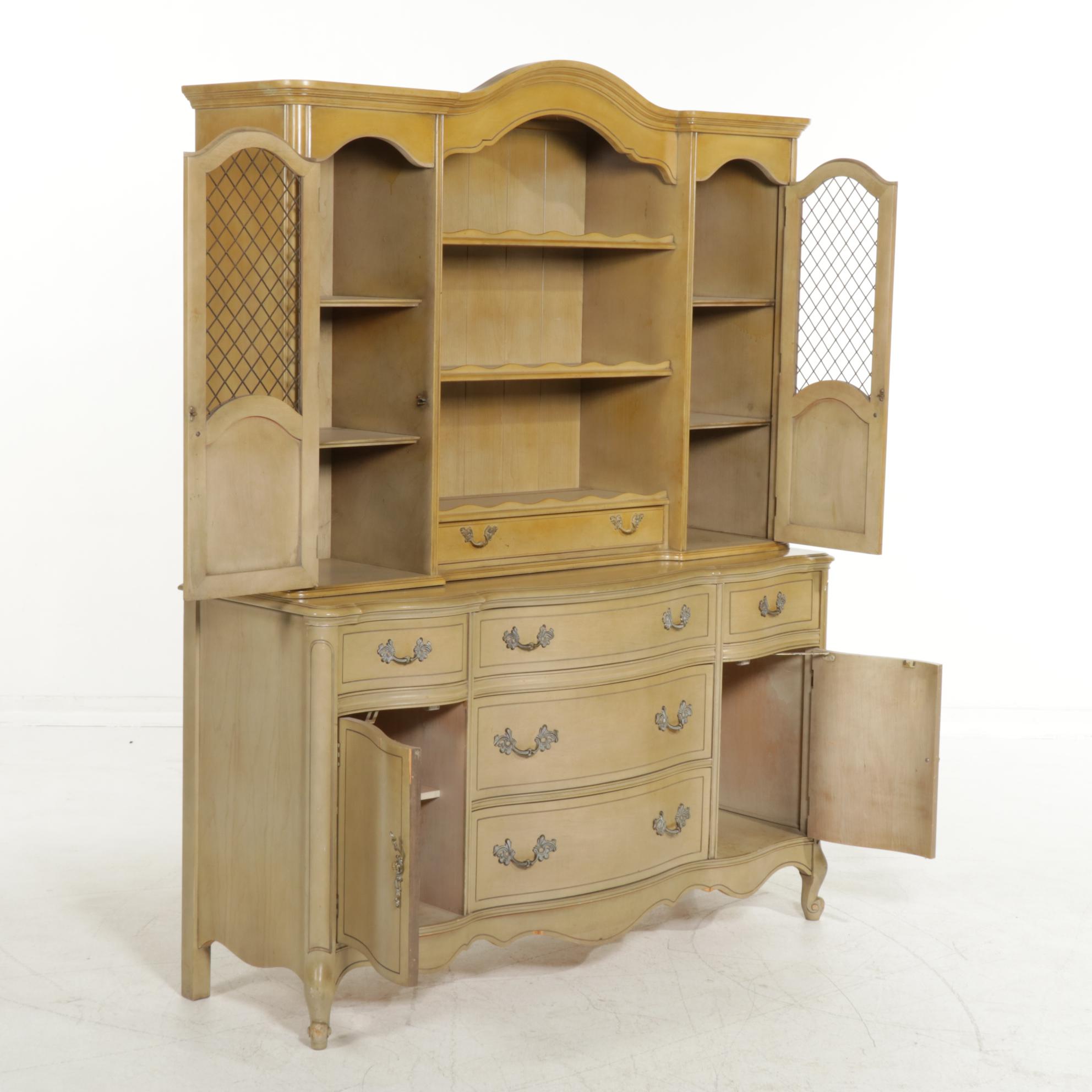 Huntley Louis XV Style China Cabinet in French Grey, Mid-20th Century