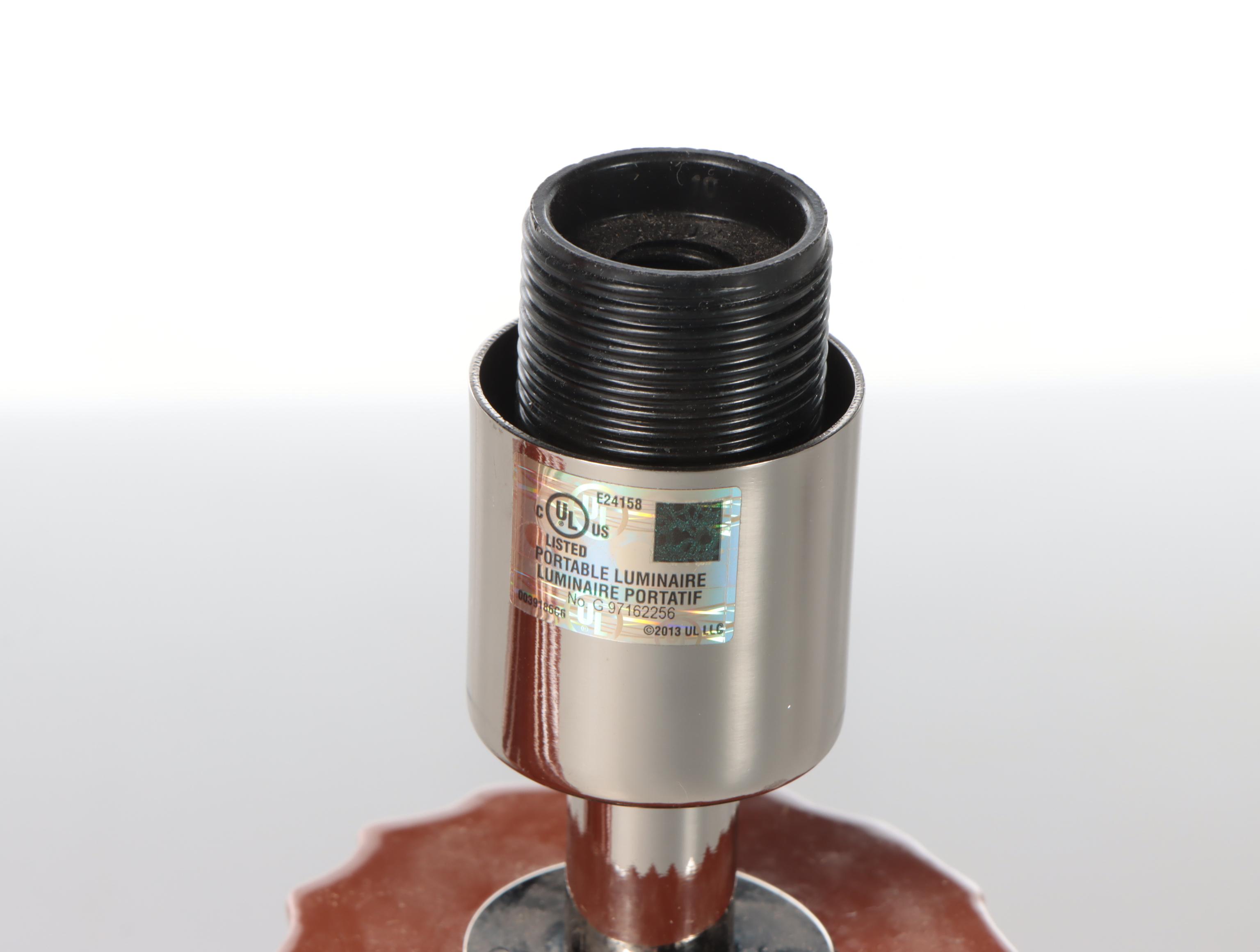 Pair of Burnt Orange Reverse Scallop Edge Table Lamps