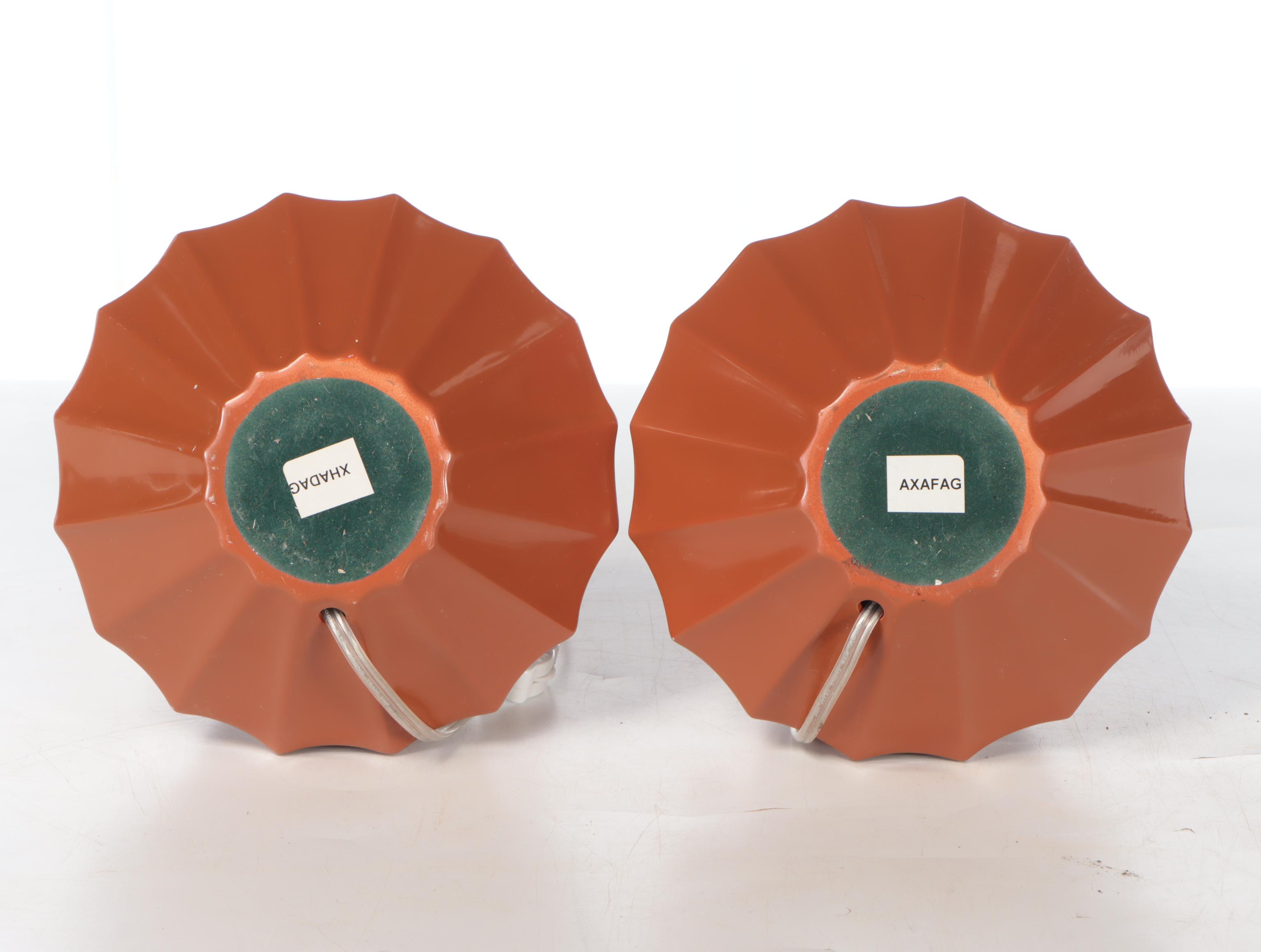 Pair of Burnt Orange Reverse Scallop Edge Table Lamps