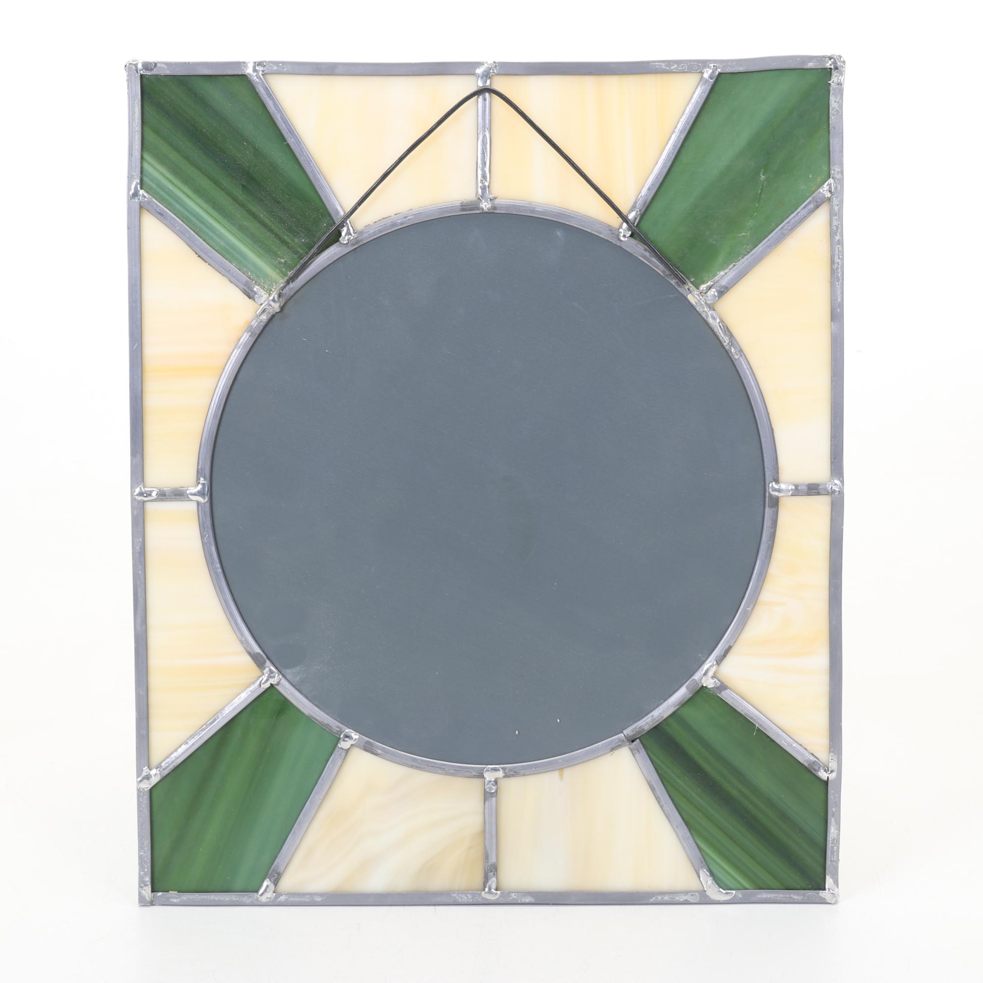 Slag Glass Trinket Box With Leaded Slag Glass Wall Mirror