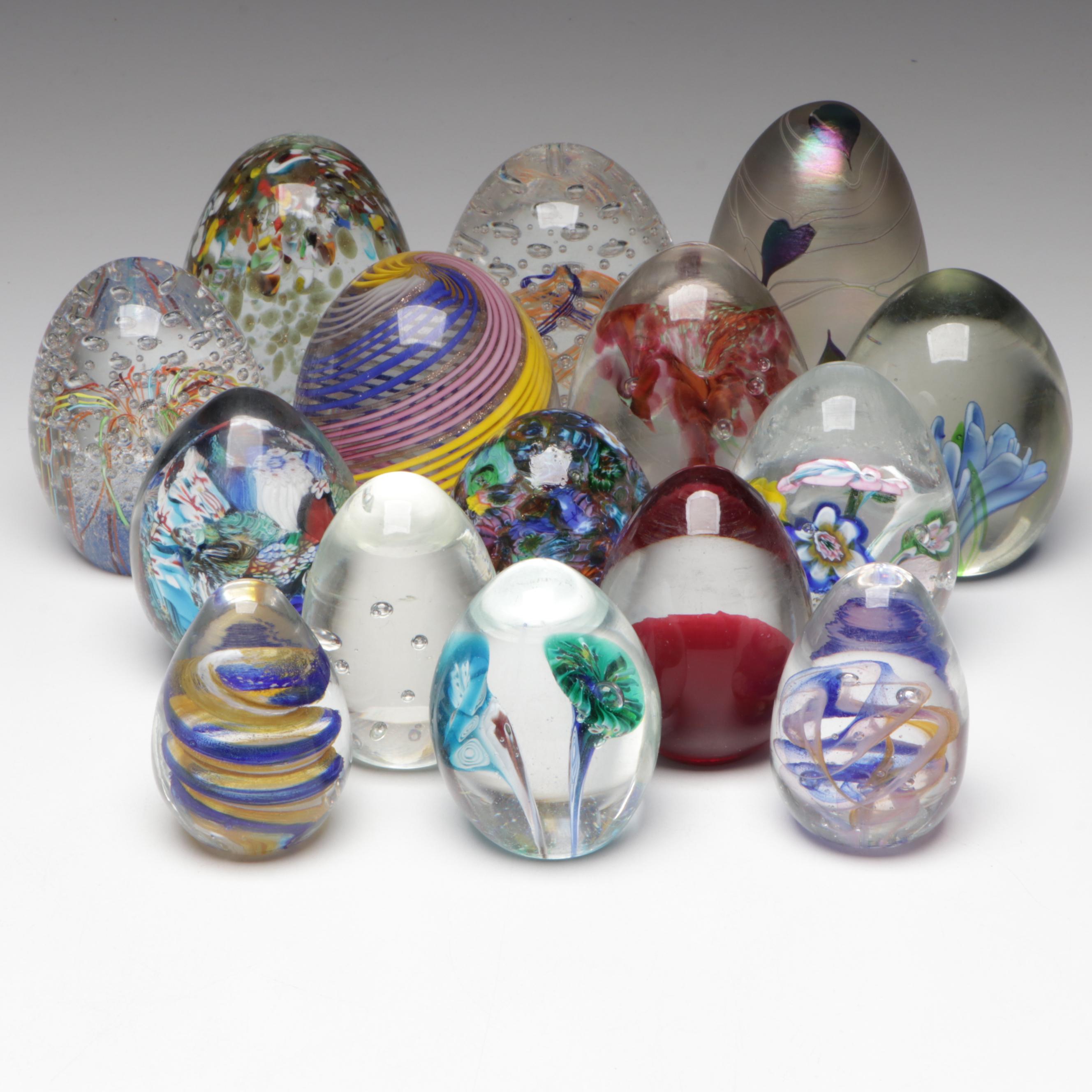 Ferro & Lazzarini Murano Paperweight with Other Art Glass Egg Paperweights