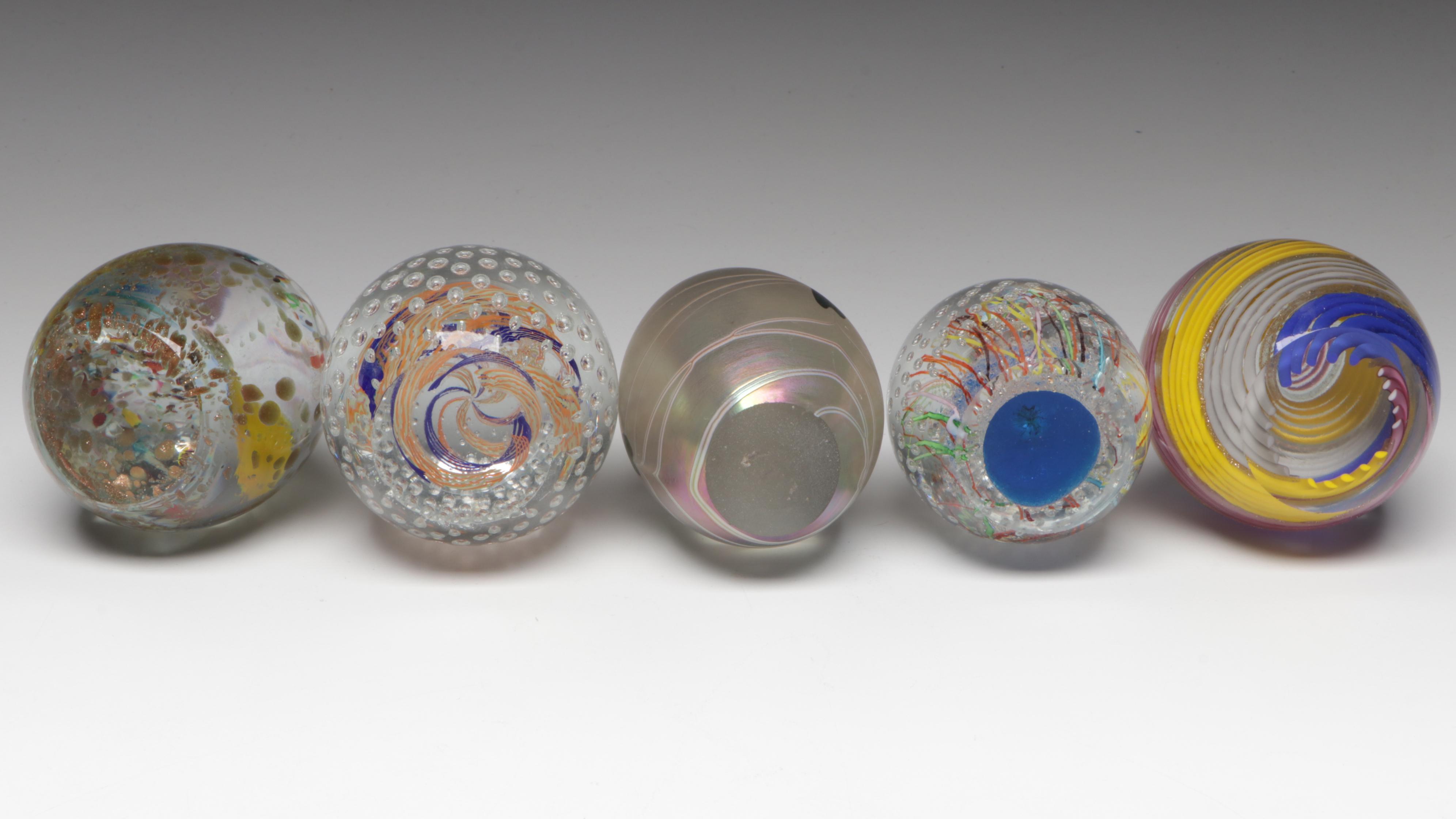 Ferro & Lazzarini Murano Paperweight with Other Art Glass Egg Paperweights