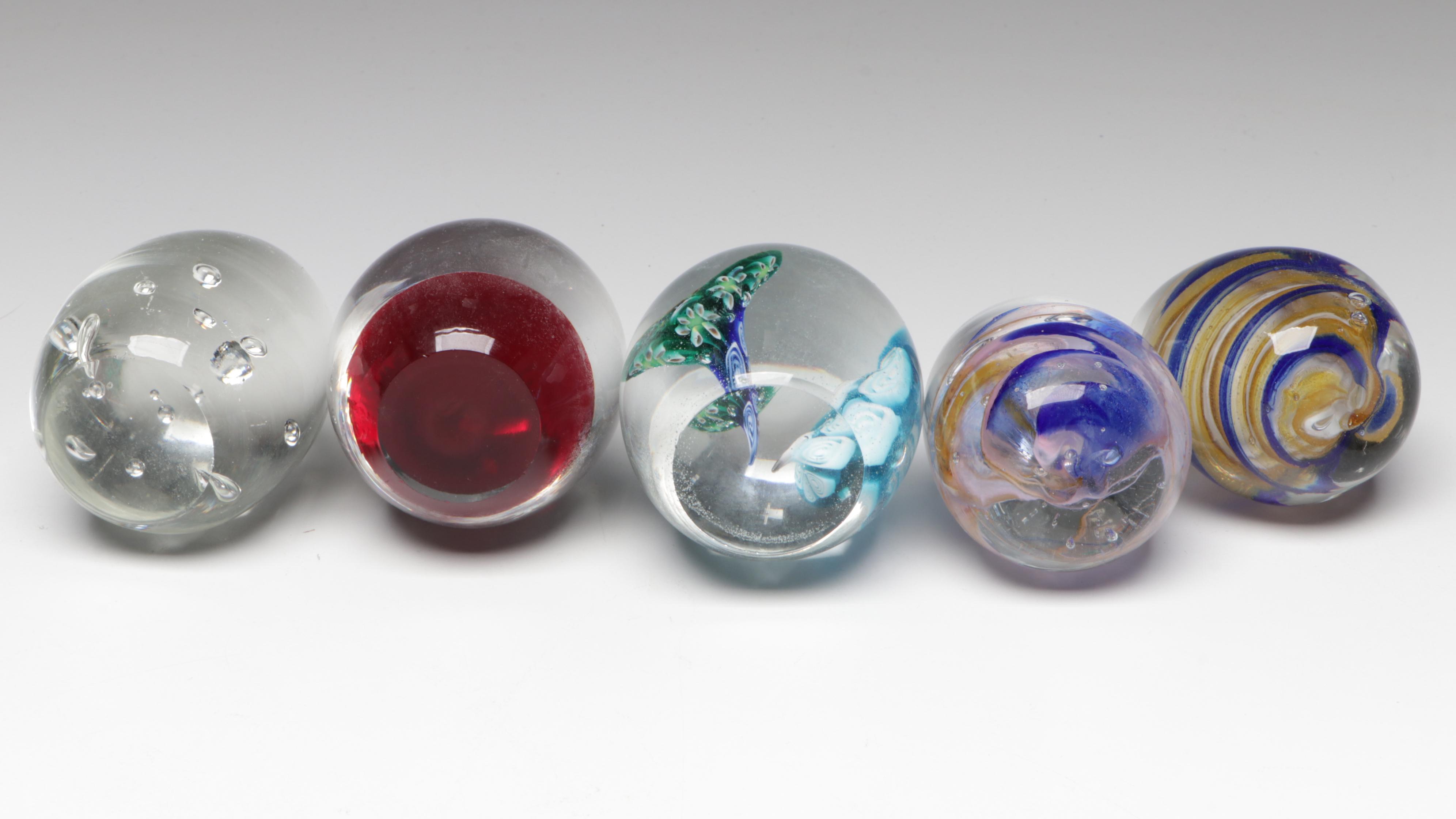 Ferro & Lazzarini Murano Paperweight with Other Art Glass Egg Paperweights