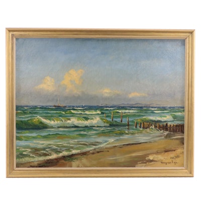 Mogens Ege Coastal Landscape Oil Painting, Circa 1920