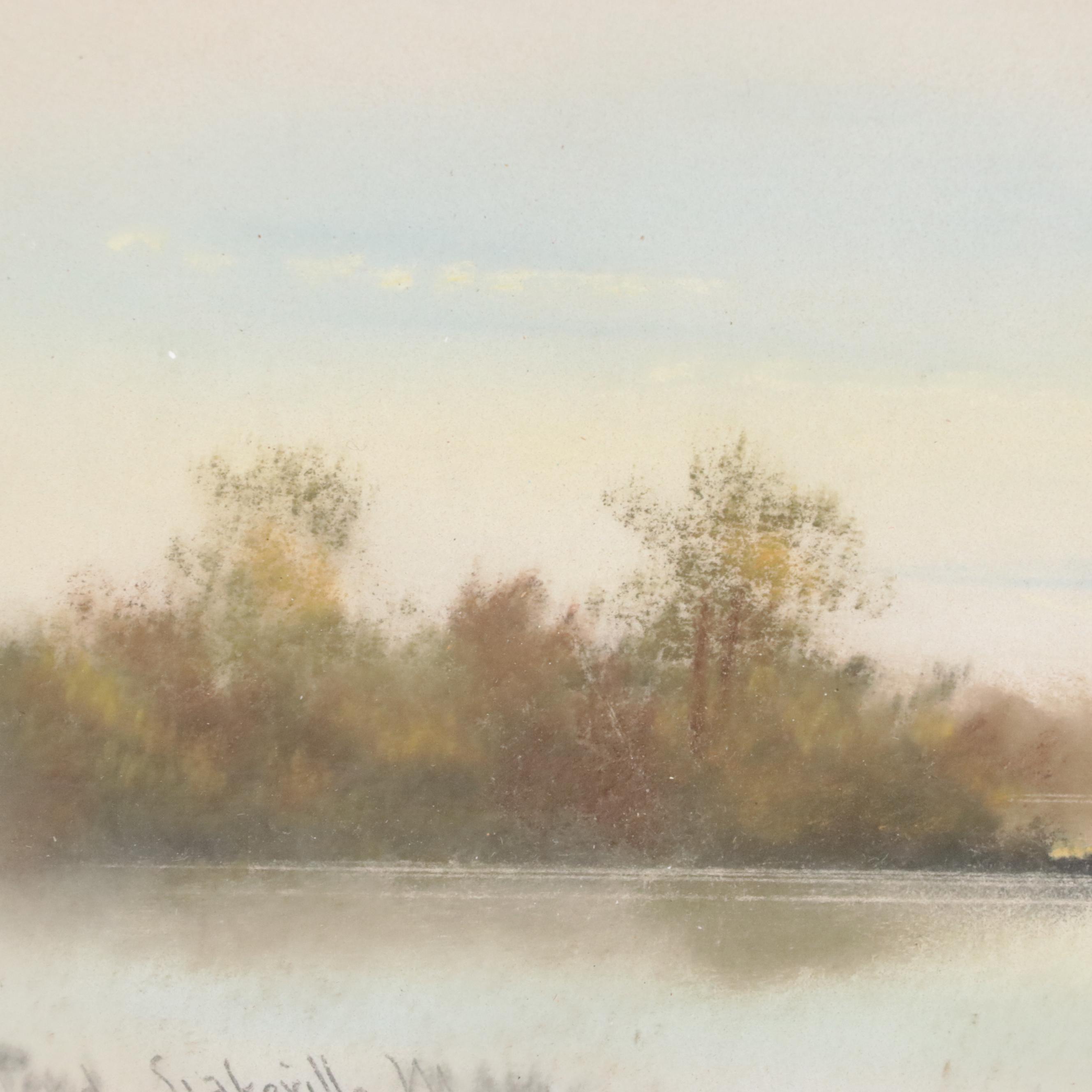 Late Victorian Chalk Pastoral Landscape Drawing