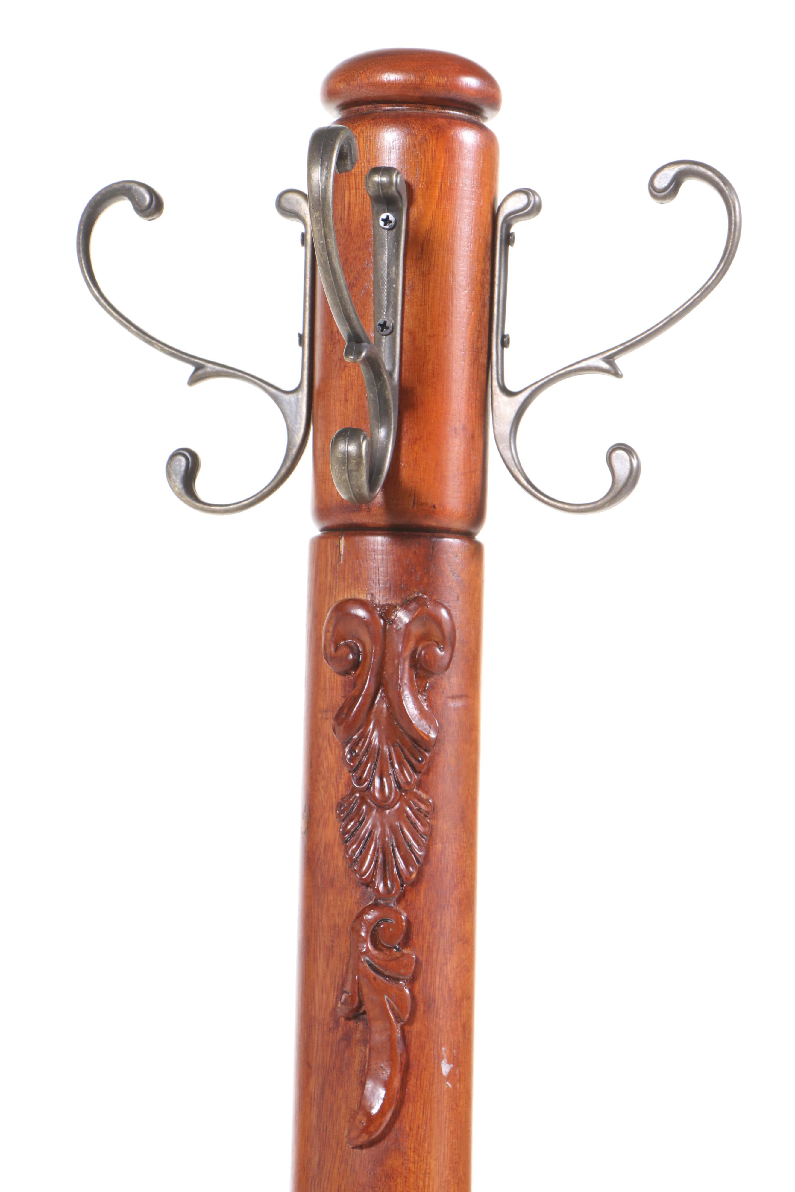 Victorian Style Hardwood Hall Tree with Swivel Top