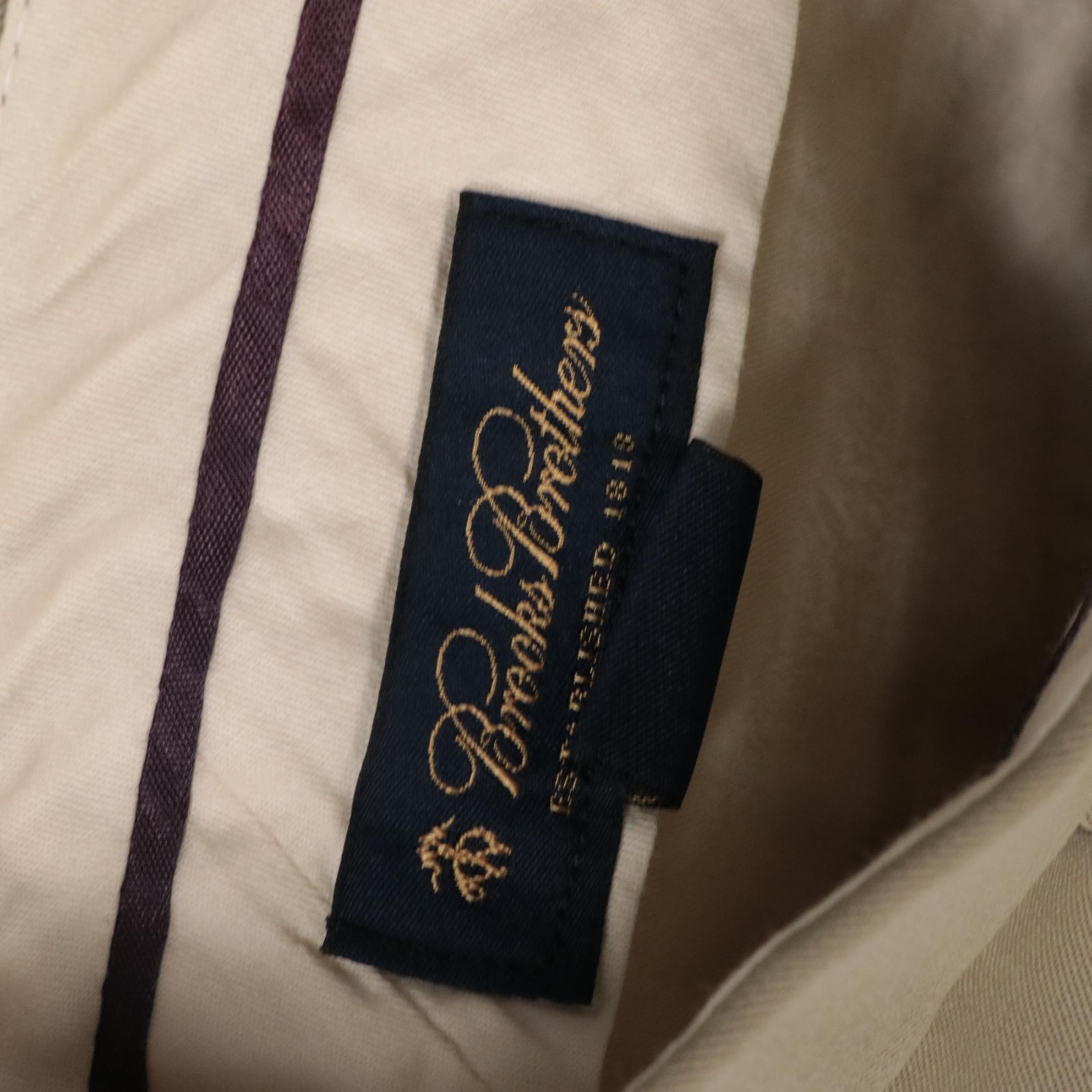 Men's Brooks Brothers Khaki Pleat-Front Wool Blend Trousers