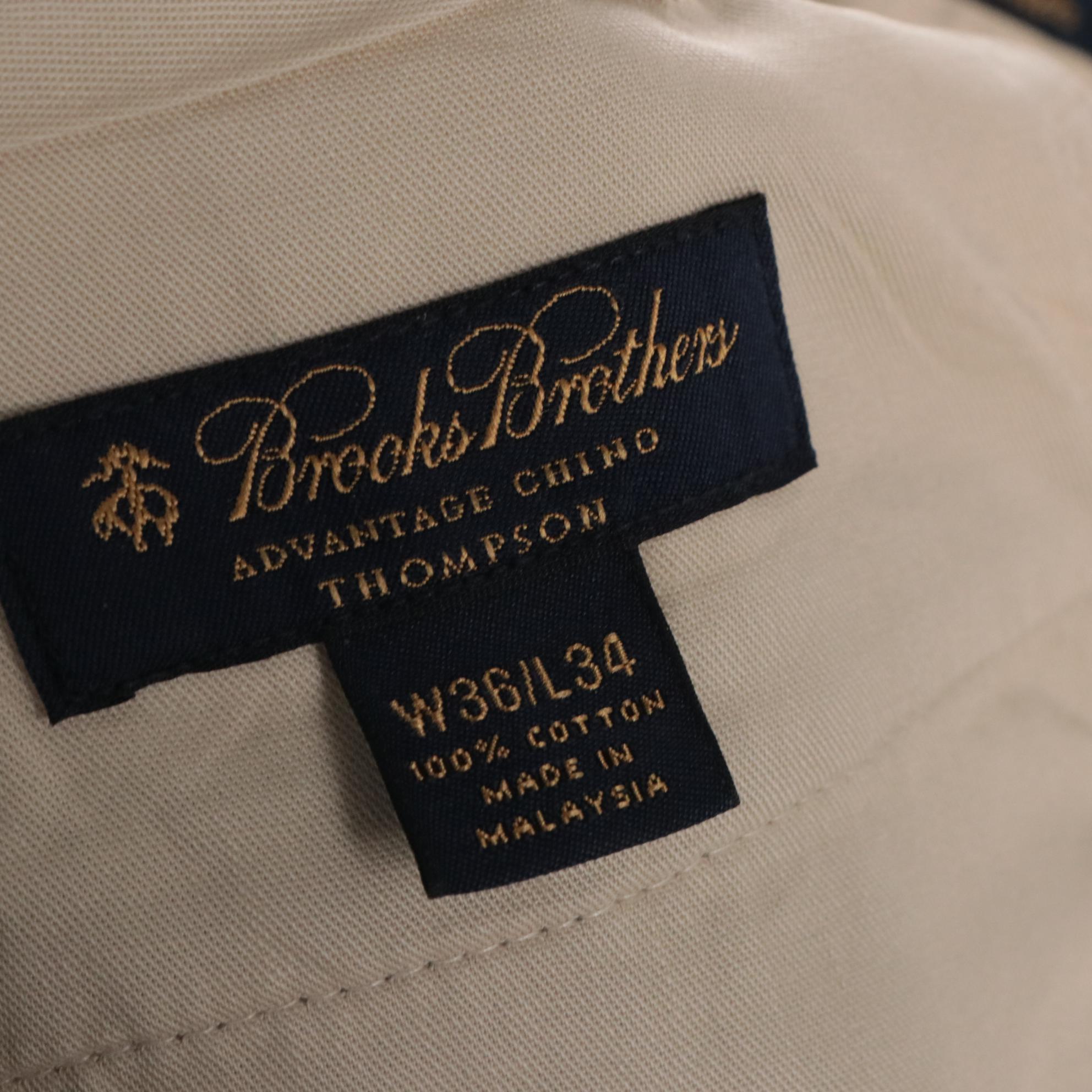 Men's Brooks Brothers Khaki Pleat-Front Wool Blend Trousers