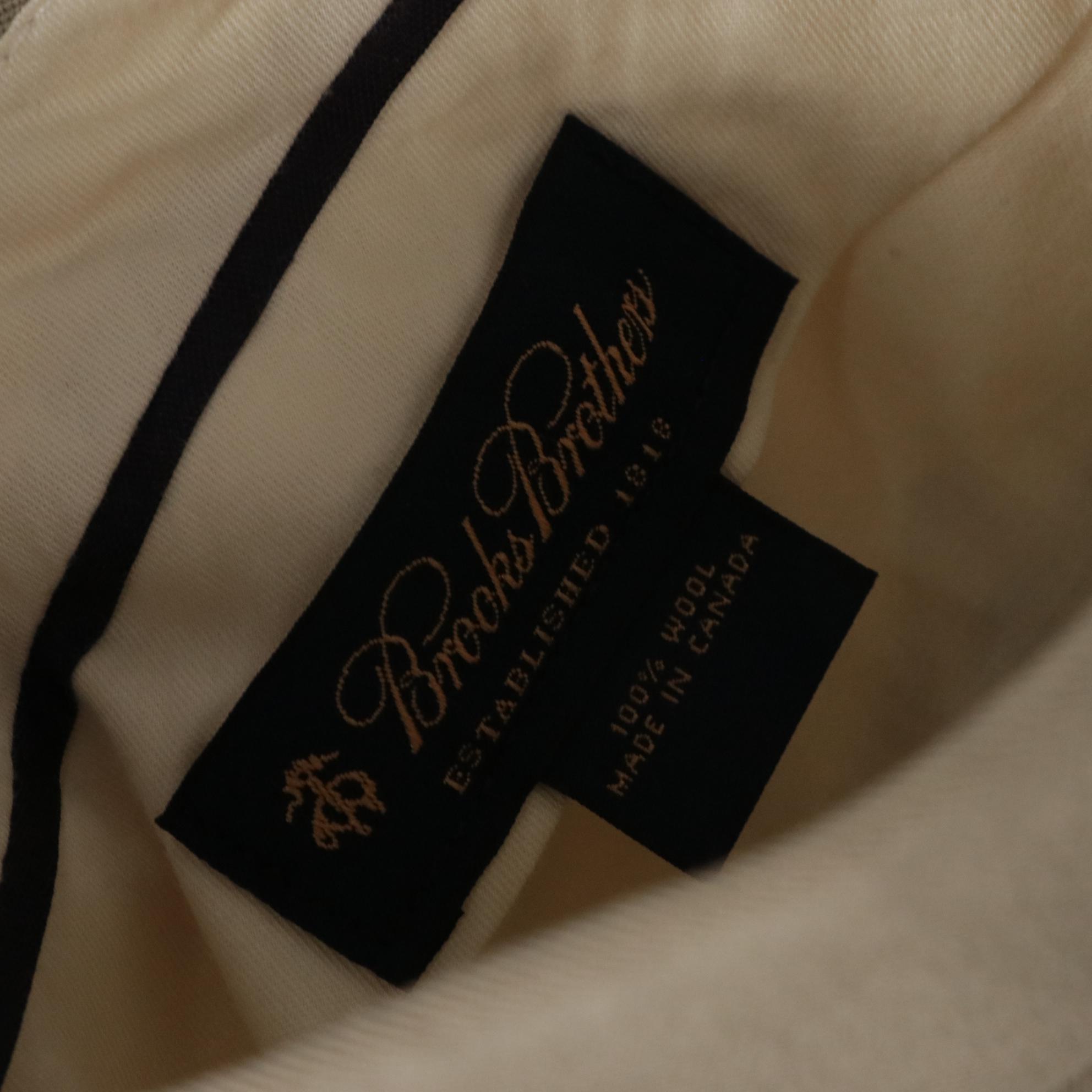 Men's Brooks Brothers Khaki Pleat-Front Wool Blend Trousers