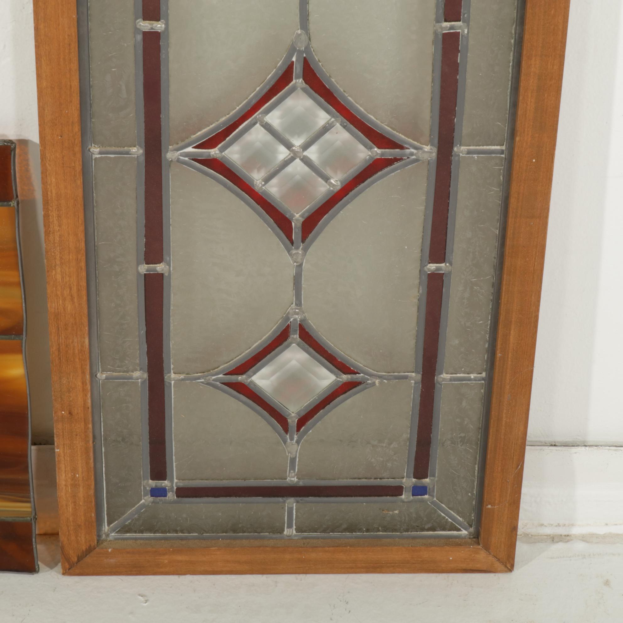 Stained Glass Framed Window Panel and Slag Glass Panel