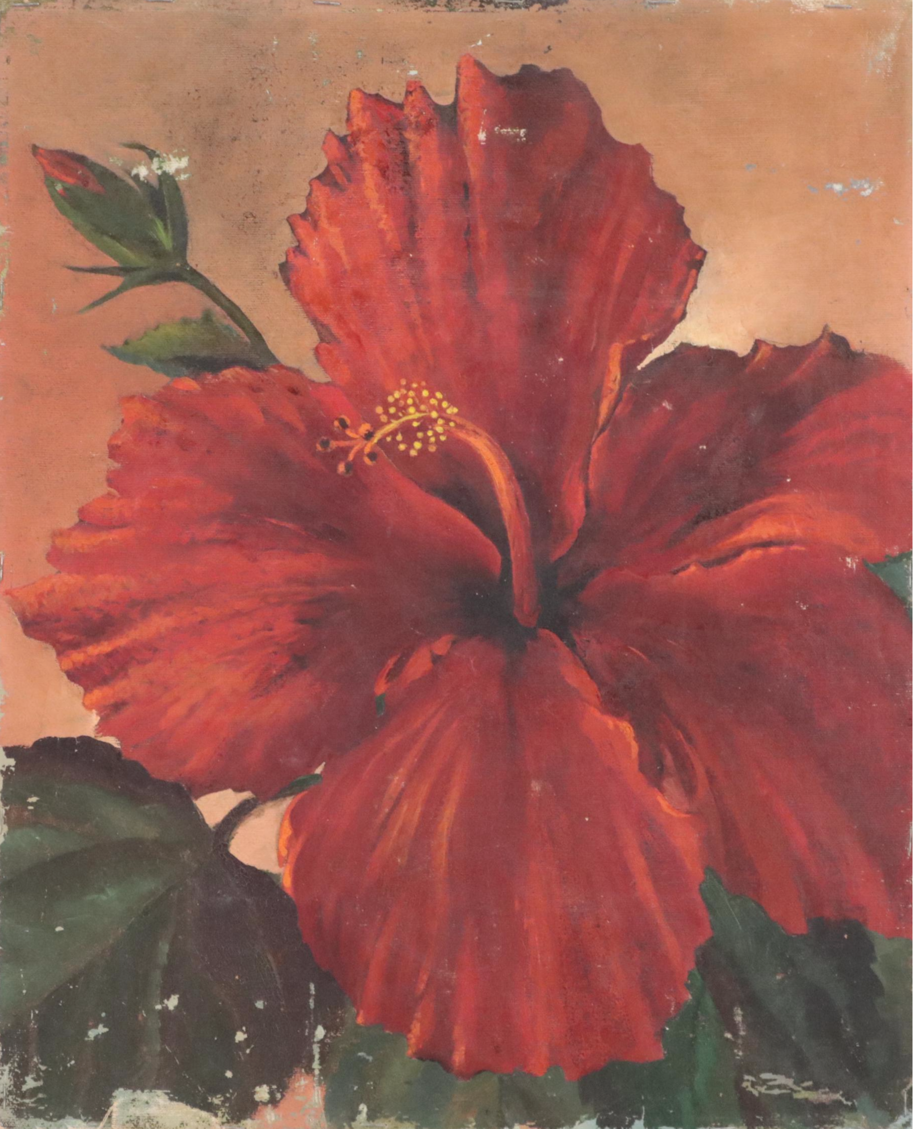 Oil Painting of Hibiscus Bloom
