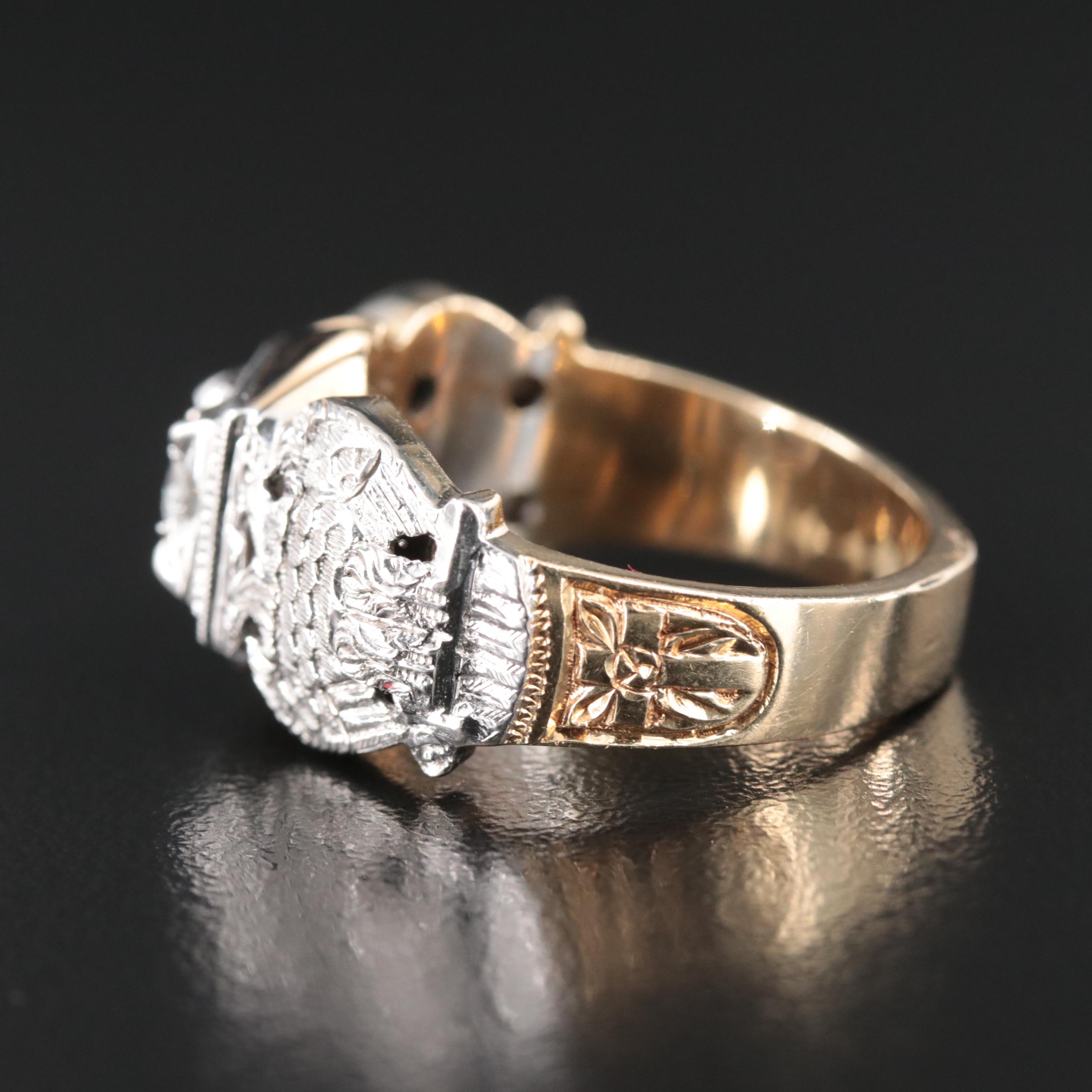 14K 0.30 CT Diamond Scottish Rite Masonic Ring | EBTH