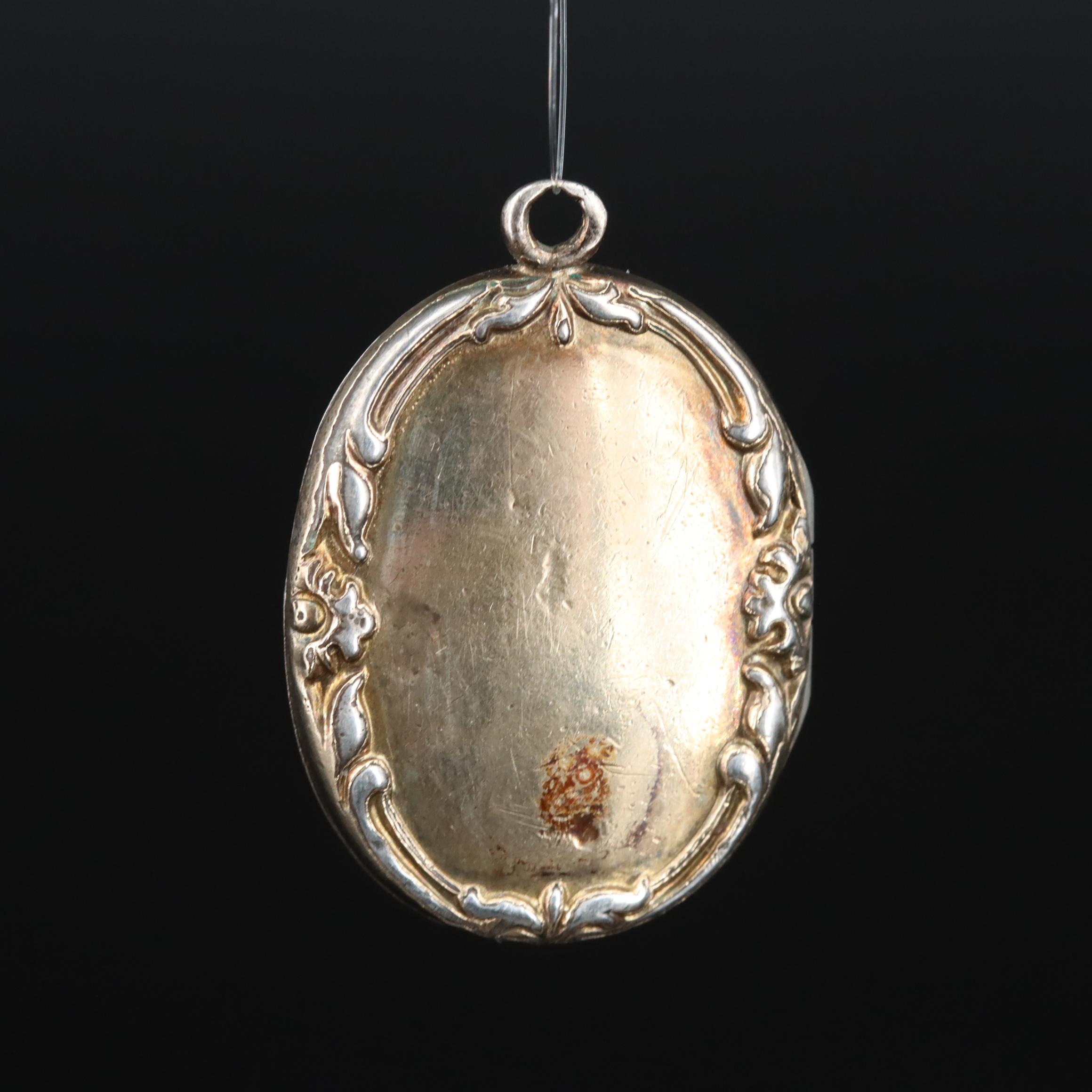 Vintage Garnet Glass Doublet and Glass Floral Locket Pendant