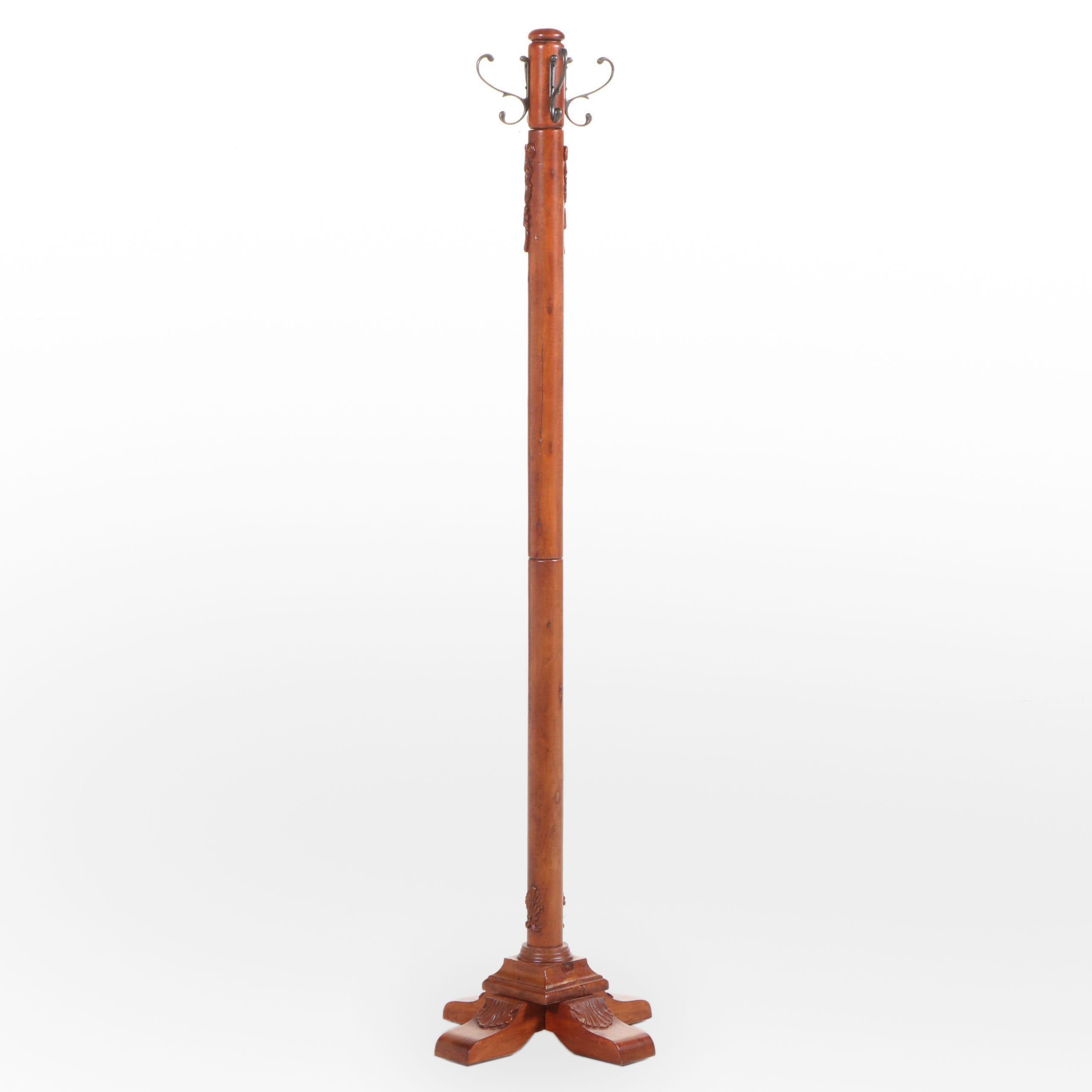 Victorian Style Hardwood Hall Tree with Swivel Top