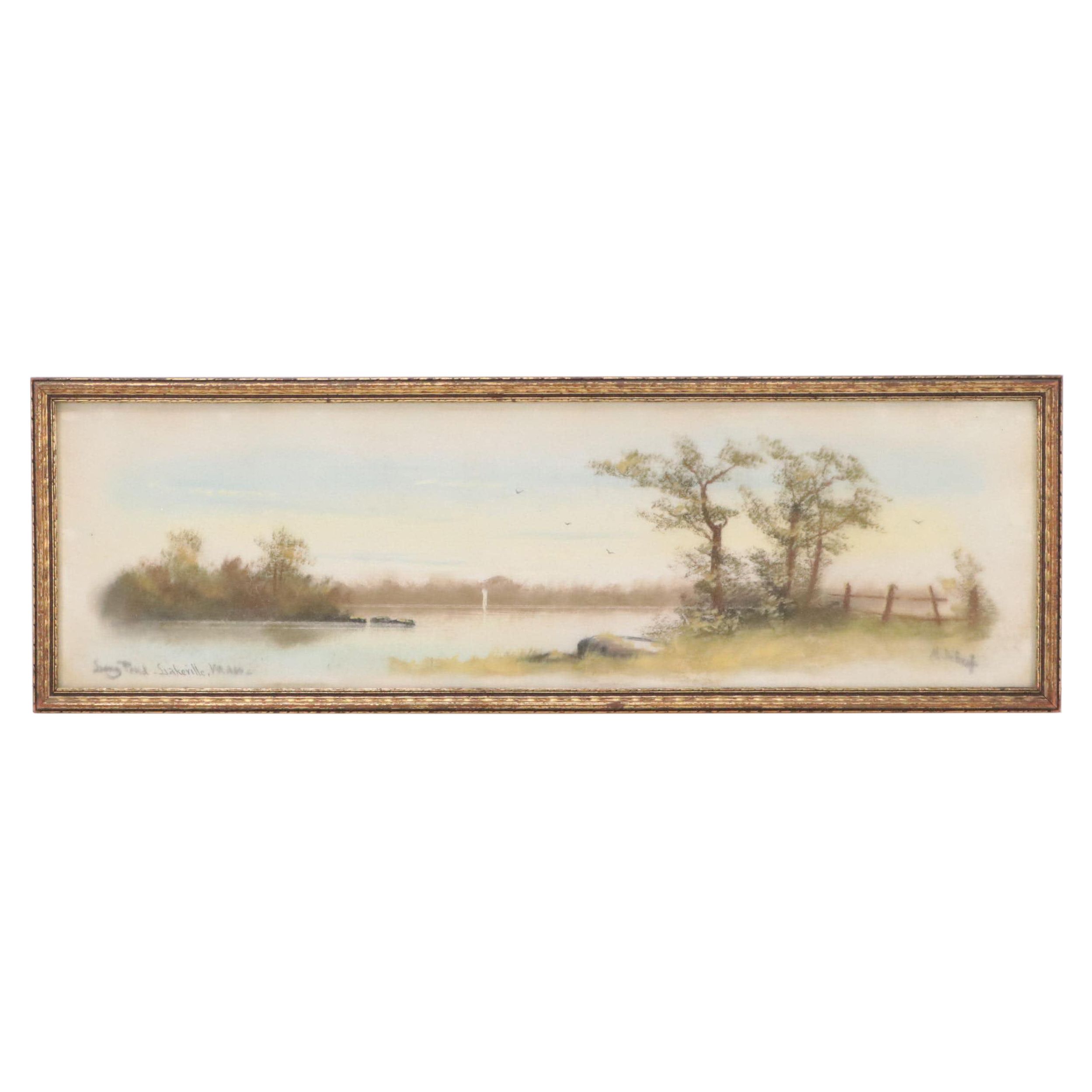 Late Victorian Chalk Pastoral Landscape Drawing