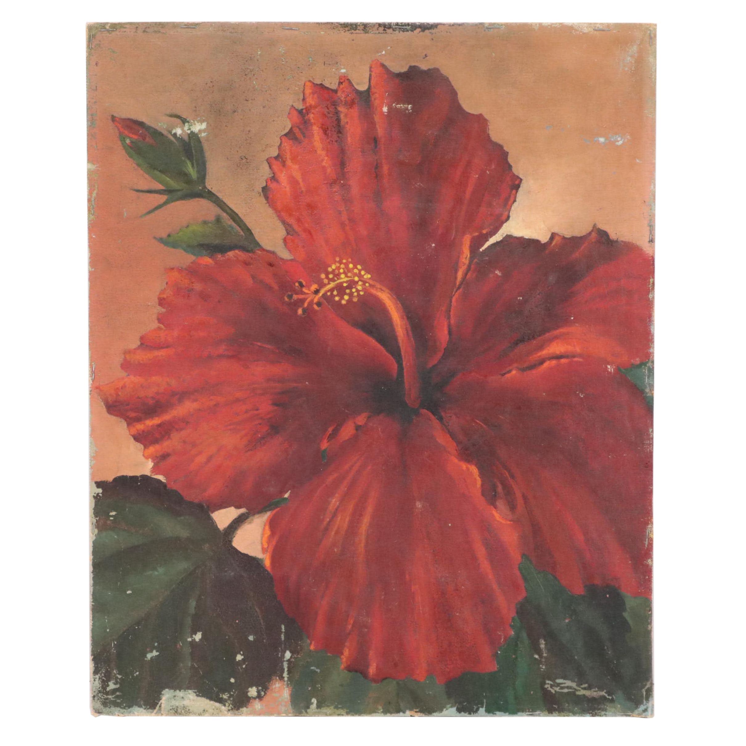 Oil Painting of Hibiscus Bloom
