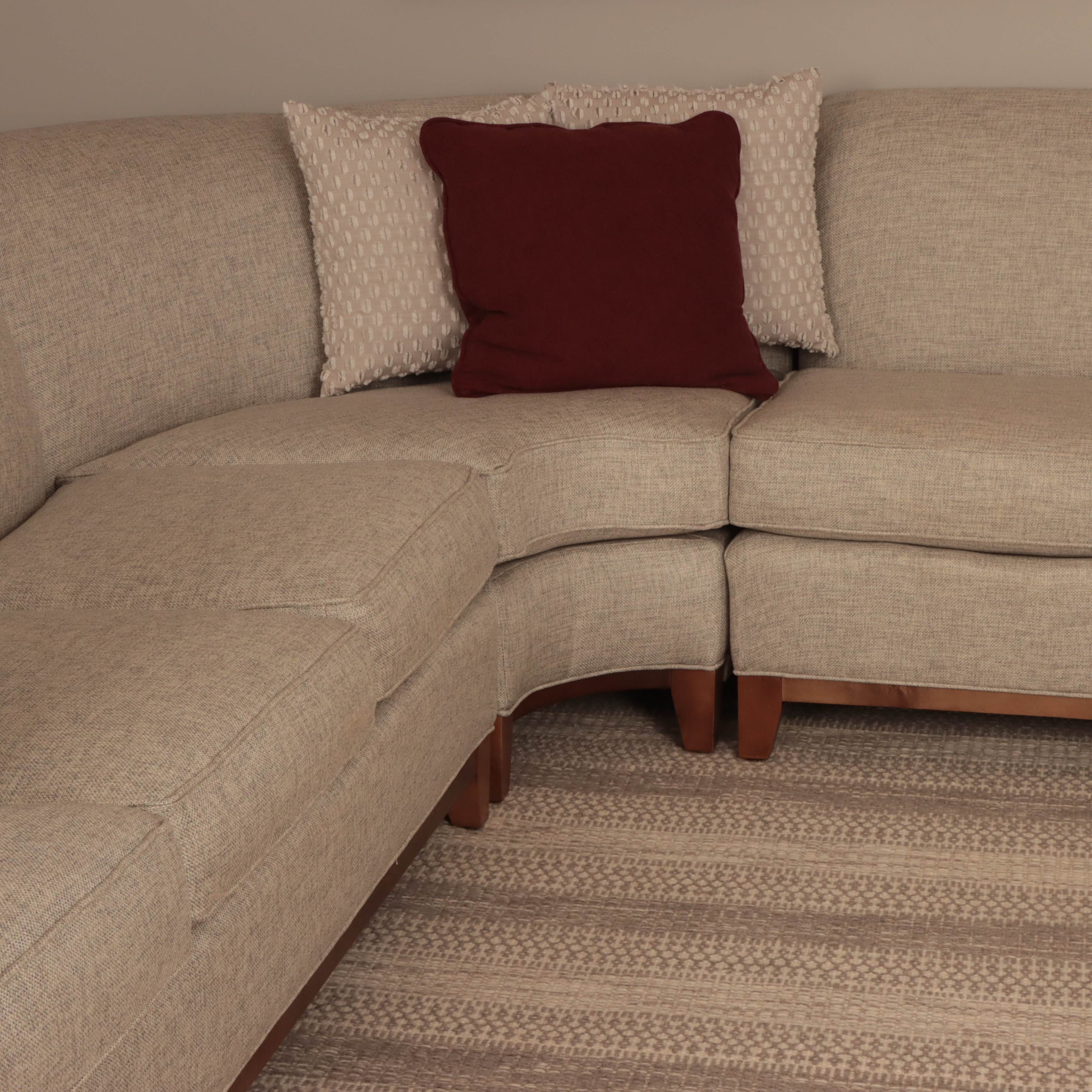 Rowe Furniture "Martin" Upholstered Sectional Sofa and Accent Pillows