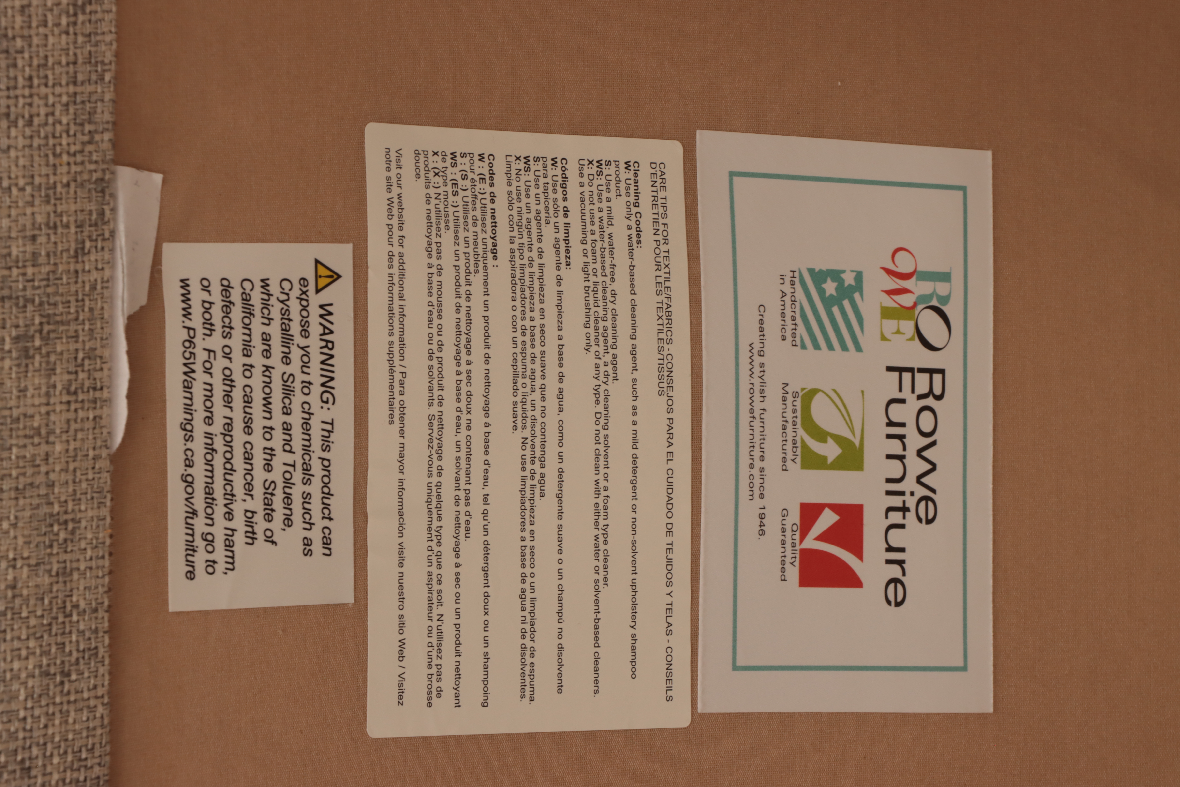 Rowe Furniture "Martin" Upholstered Sectional Sofa and Accent Pillows