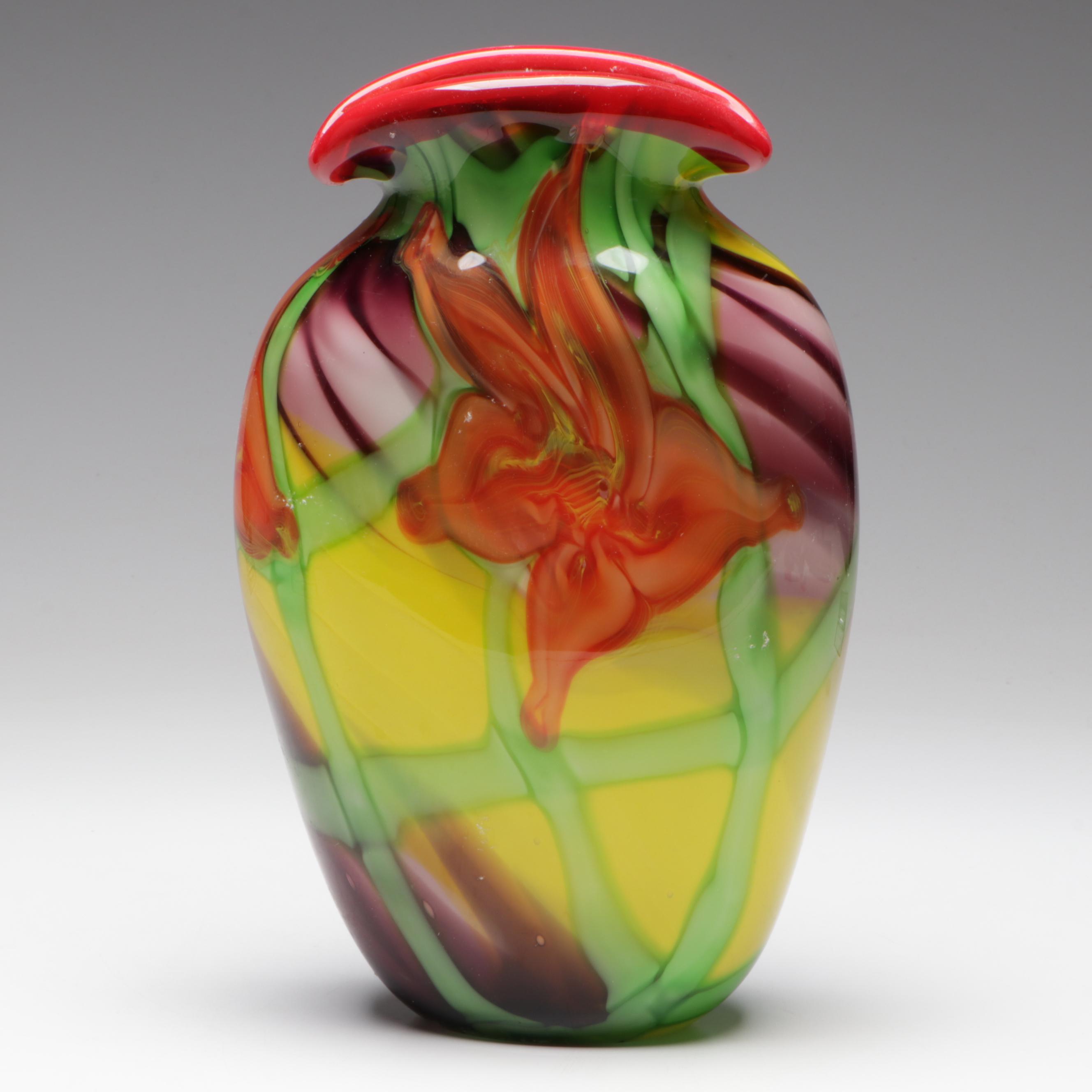 Abstract Floral Motif Glass Vase
