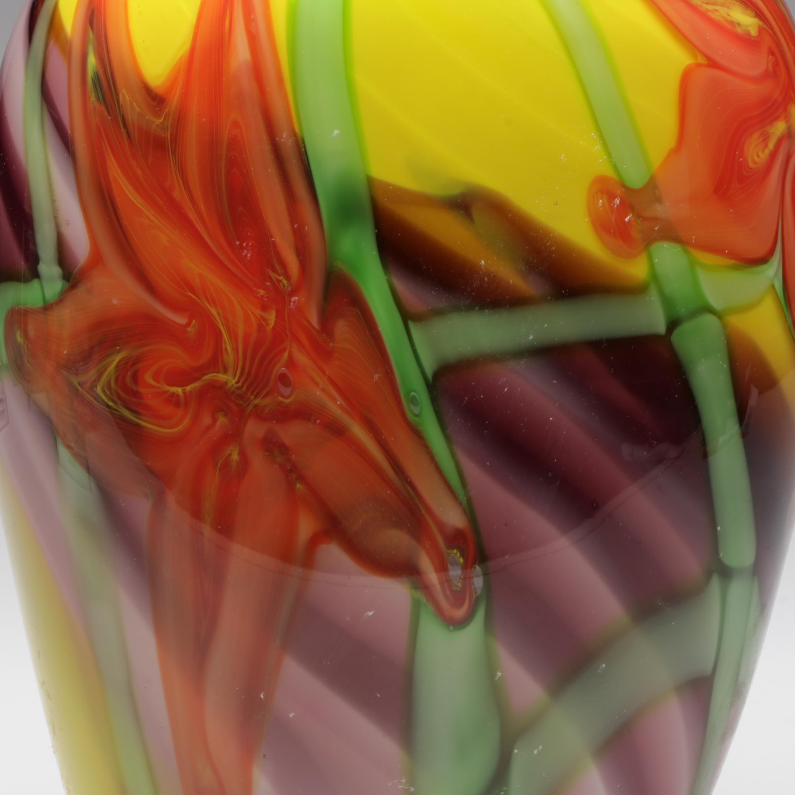Abstract Floral Motif Glass Vase
