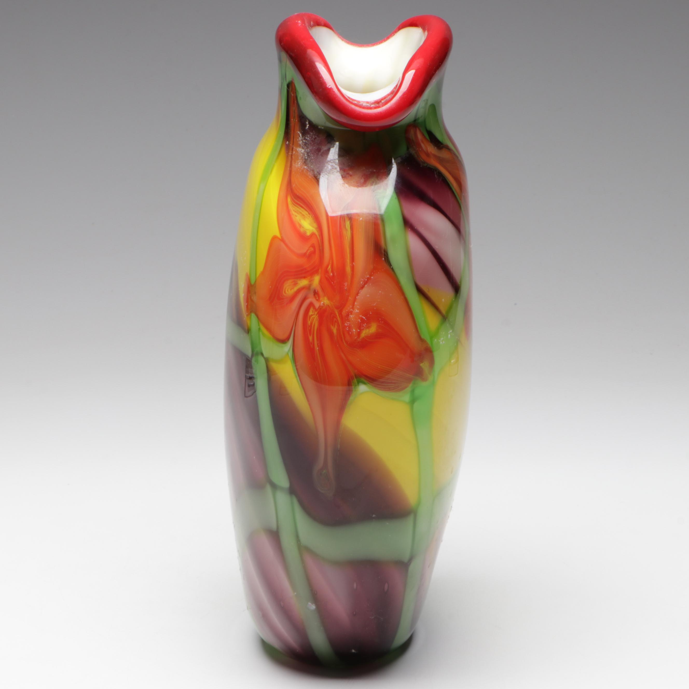 Abstract Floral Motif Glass Vase