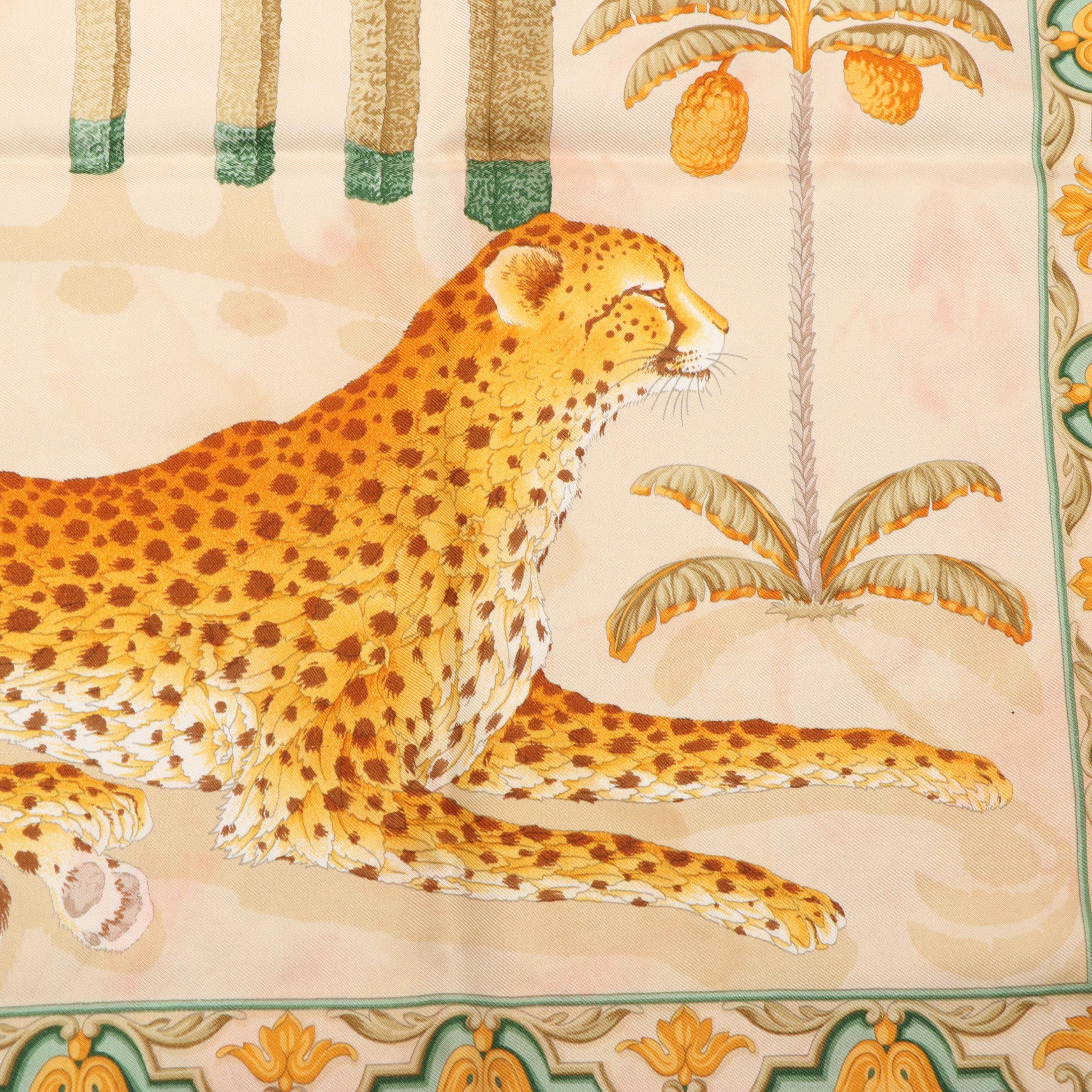 Salvatore Ferragamo Tigers and Leopards Animal Print Silk Scarf