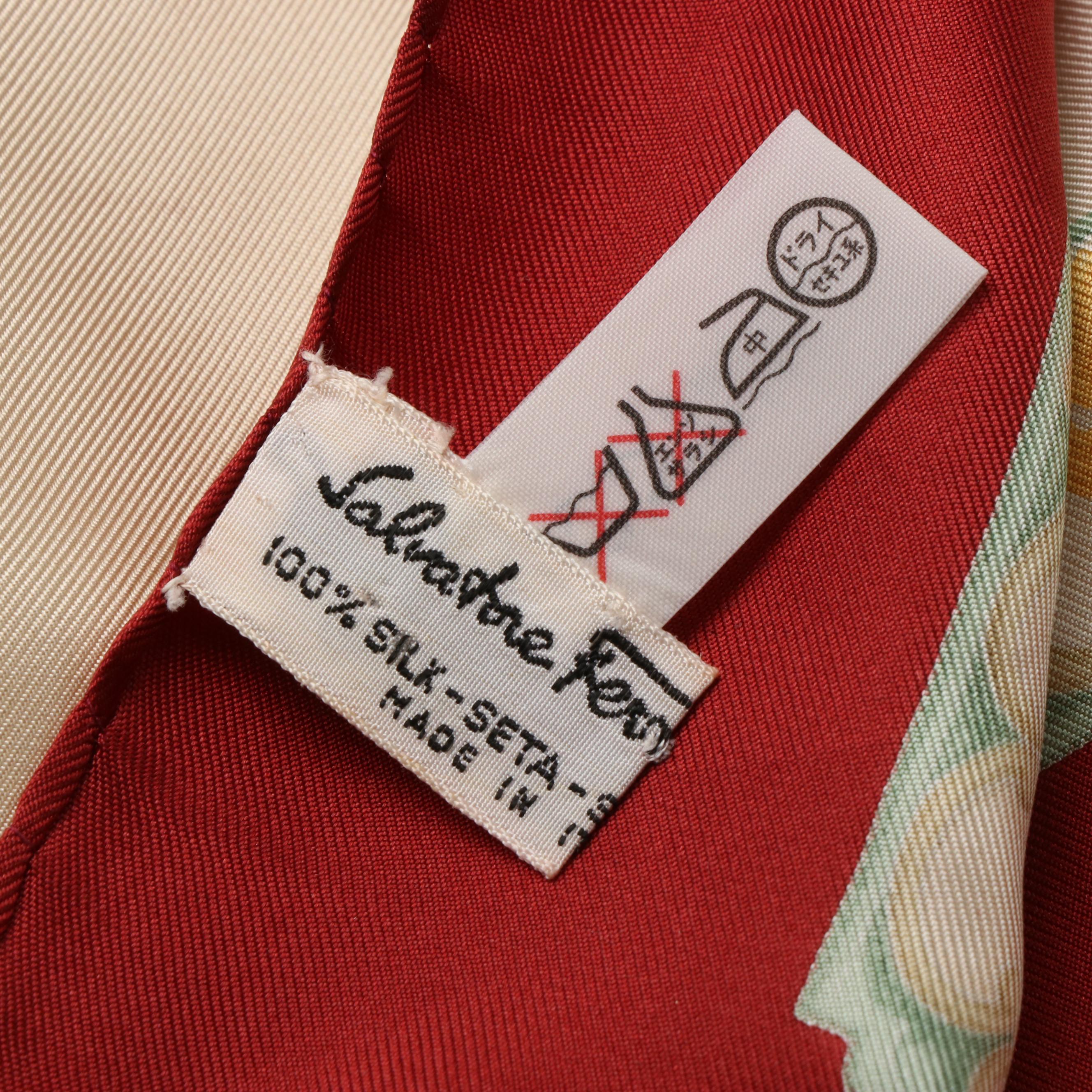 Salvatore Ferragamo Tigers and Leopards Animal Print Silk Scarf