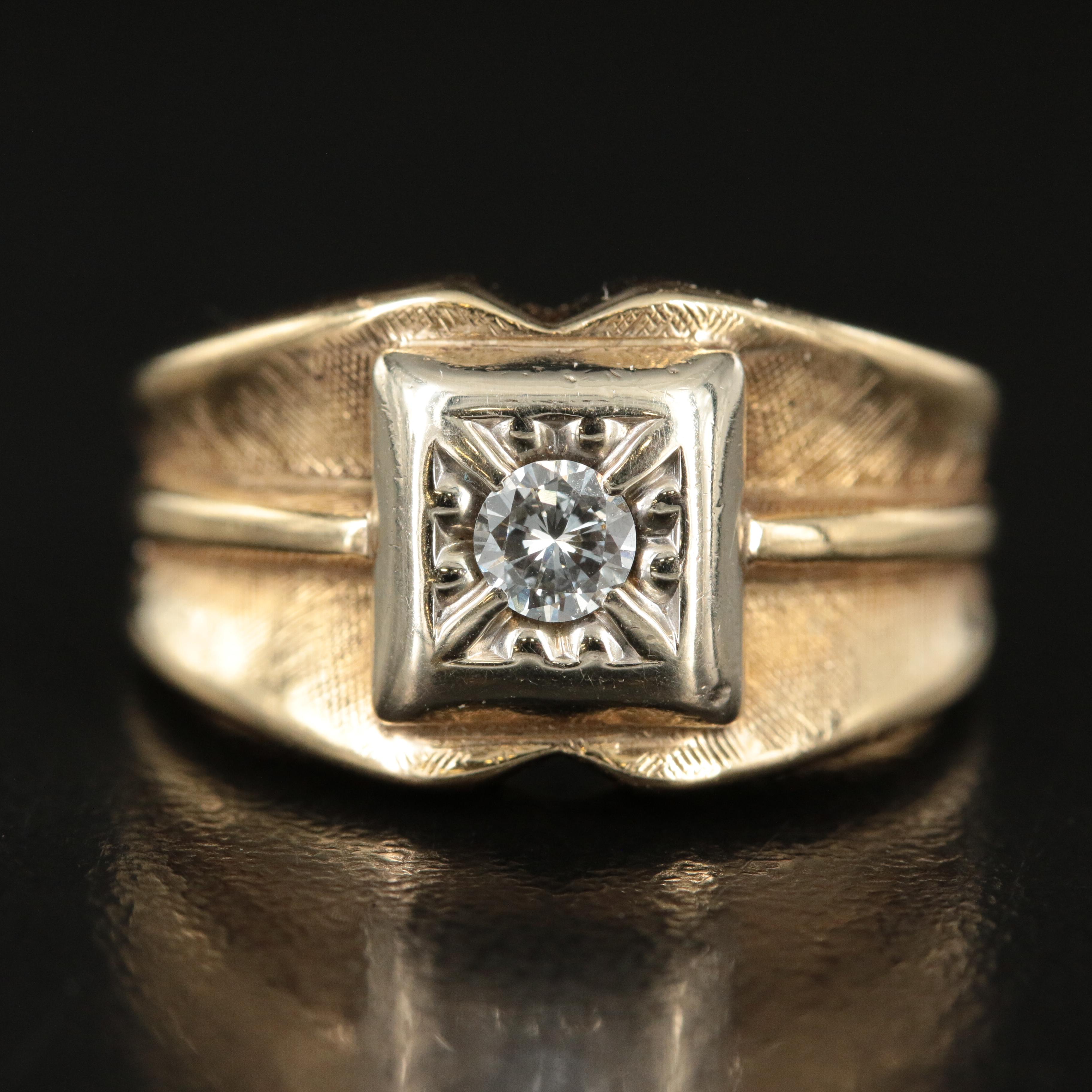 14K 0.17 CT Diamond Solitaire Ring