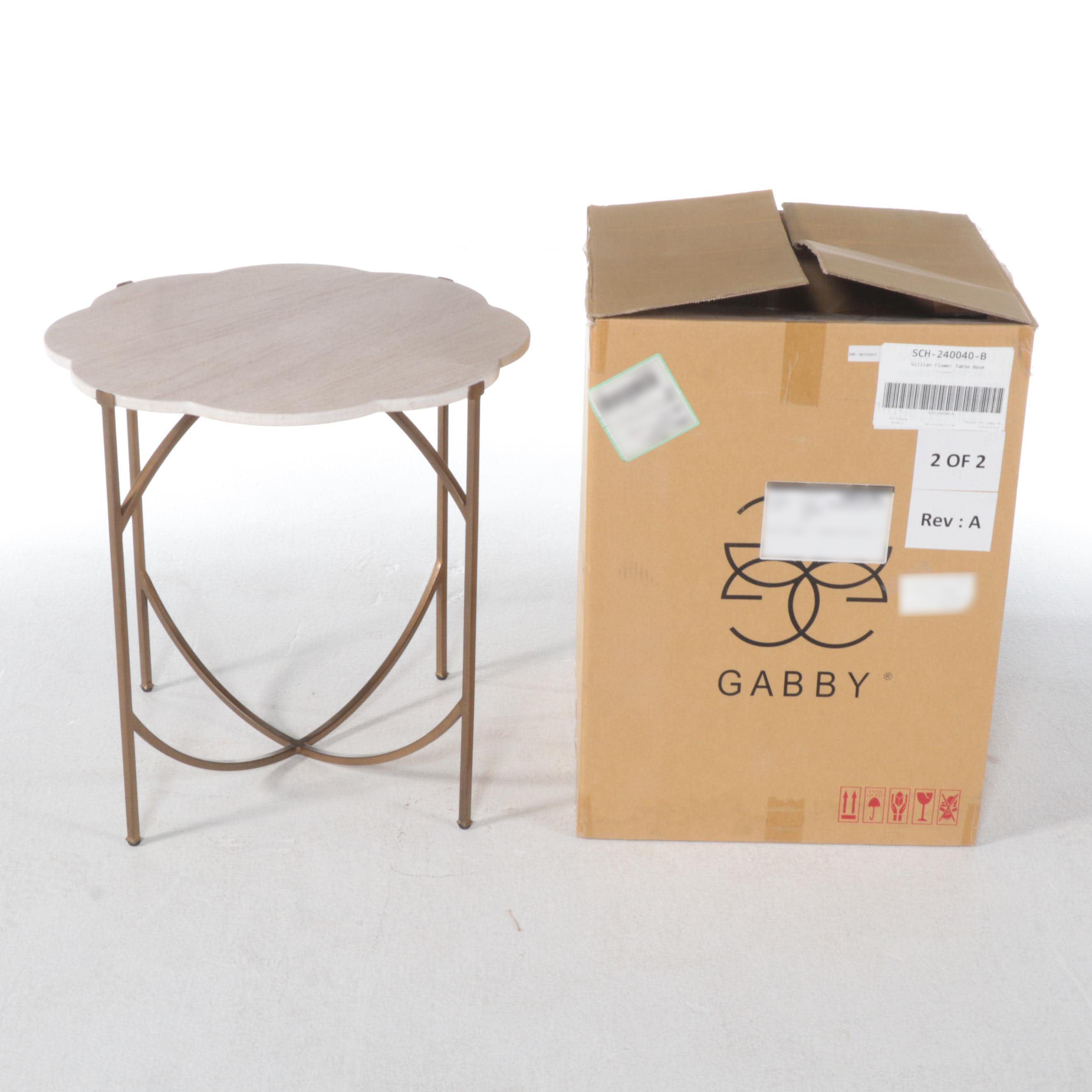 Gabby "Gillian Flower"  Limestone and Gilt Metal End Table